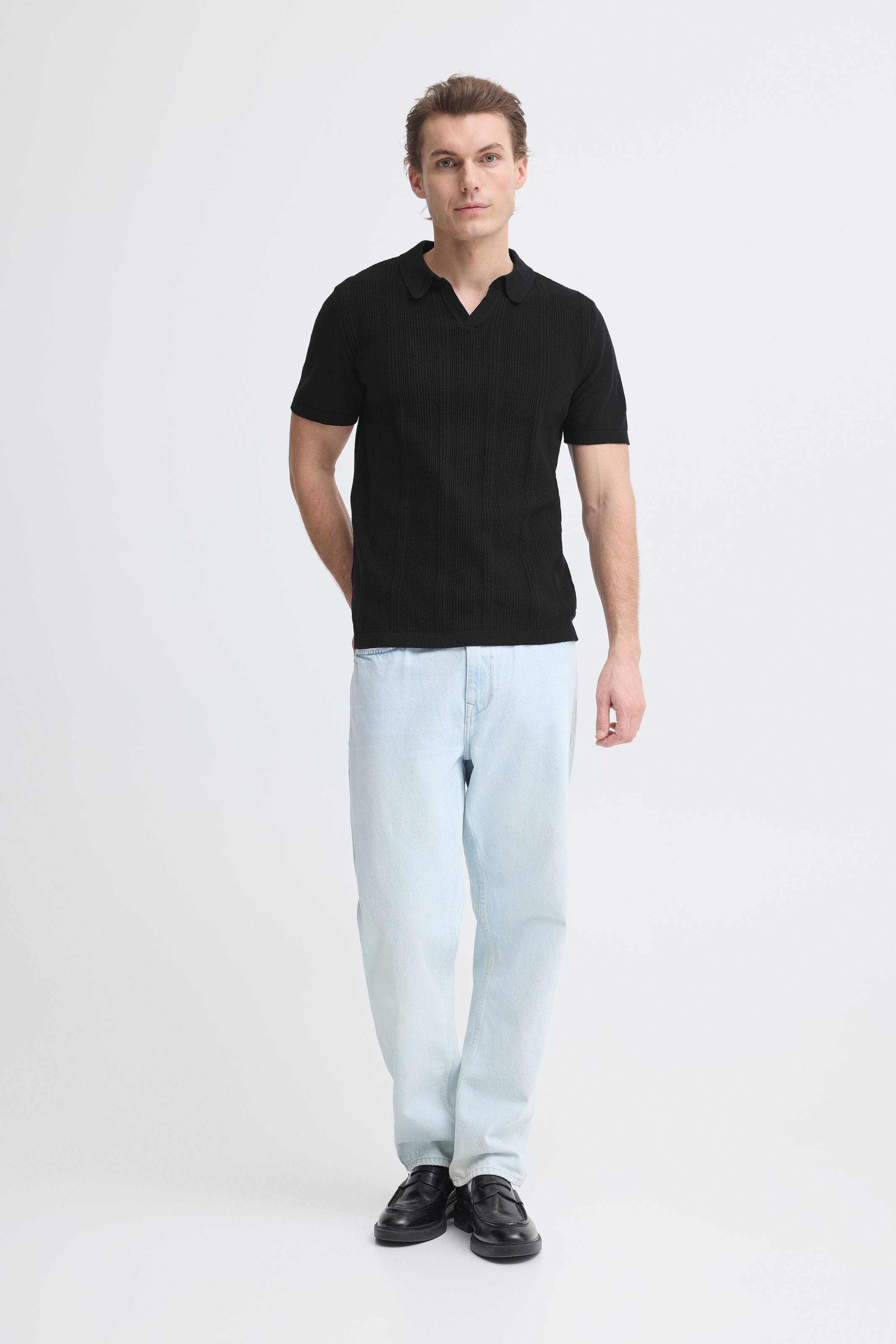 Blend Polokragenpullover »BHBARON SPLIT POLO PPNOOS« aus Baumwolle, Regular Fit, unifarben, Kurzarm, mit V-Ausschnitt