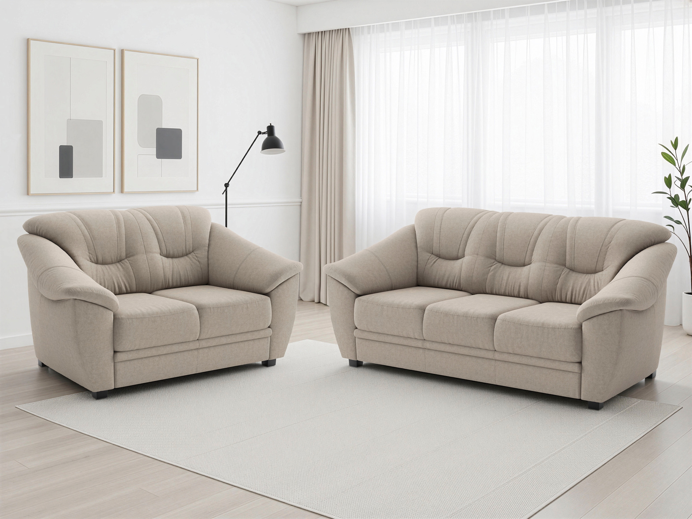 sit&more Polstergarnitur »Savona, Set: 2- & 3er-Sofa, B: 148 bzw. 198 cm, Federkern-Polsterung« 2 tlg. komfortable Sitzhöhe 46 cm, frei im Raum stellbar, stilvolles Design