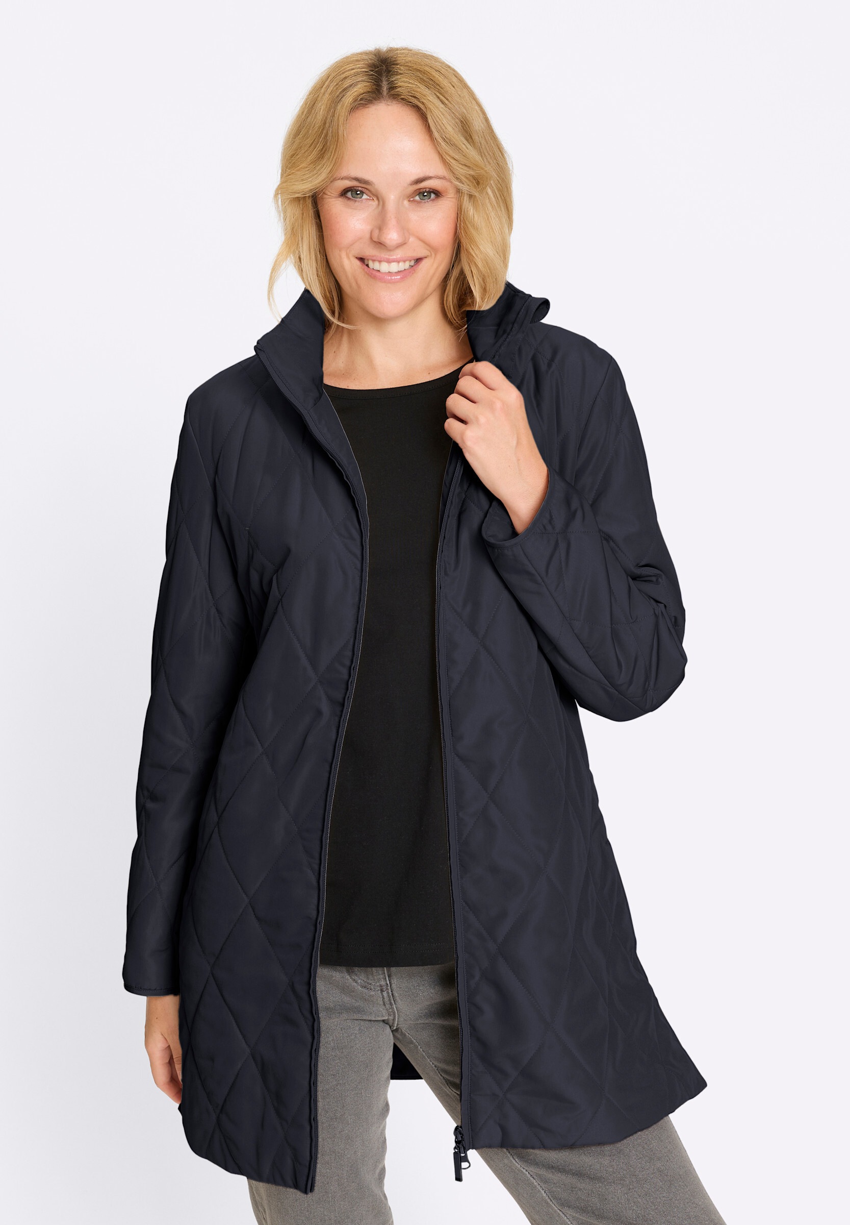 Sieh an! Langjacke »Longjacke Longjacke mit Rautensteppung« ohne Kapuze