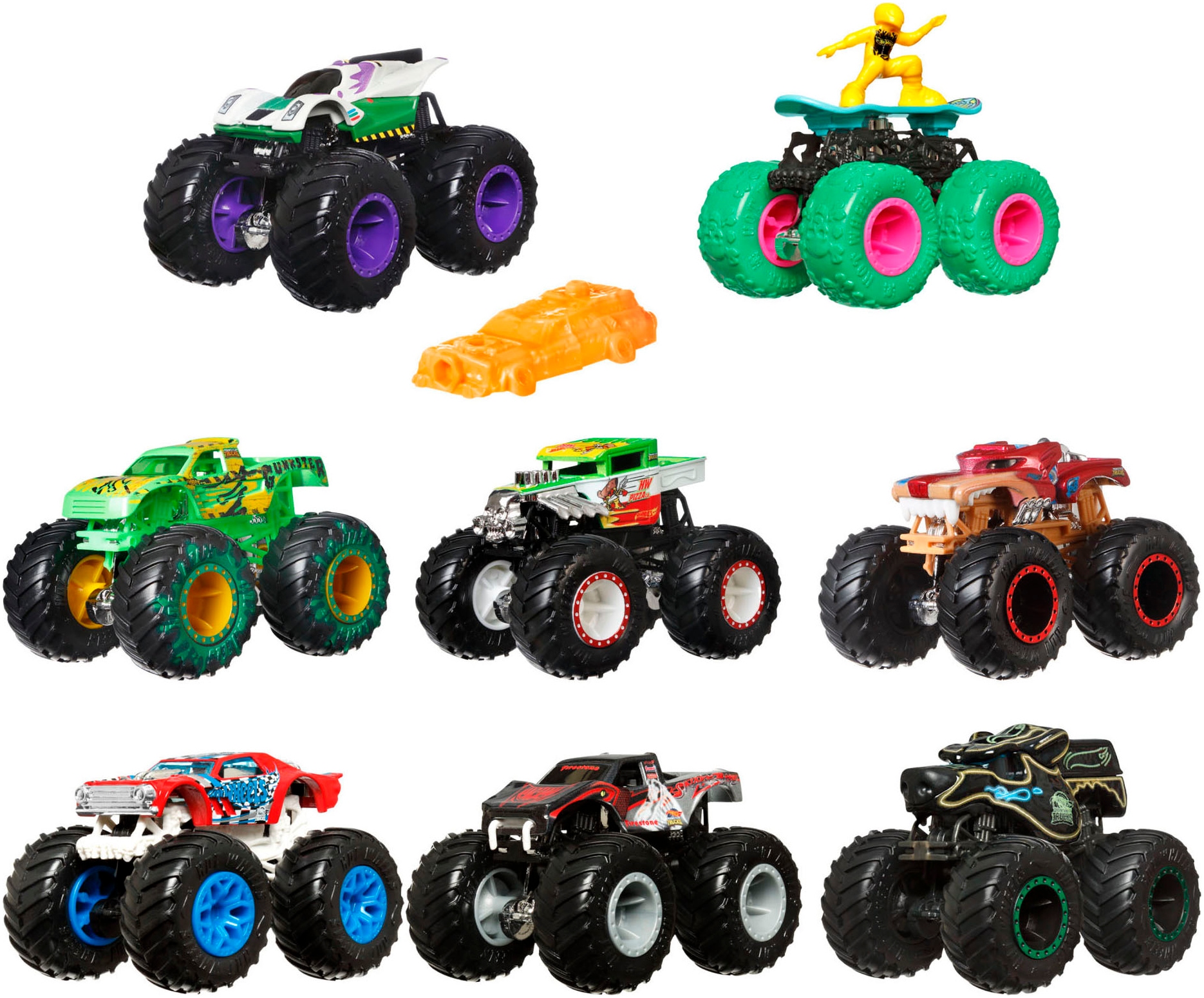 Hot Wheels Spielzeug-Monstertruck »Monster Trucks Die-Cast«, (Set, 2 tlg.), im Maßstab 1:64, sortiert