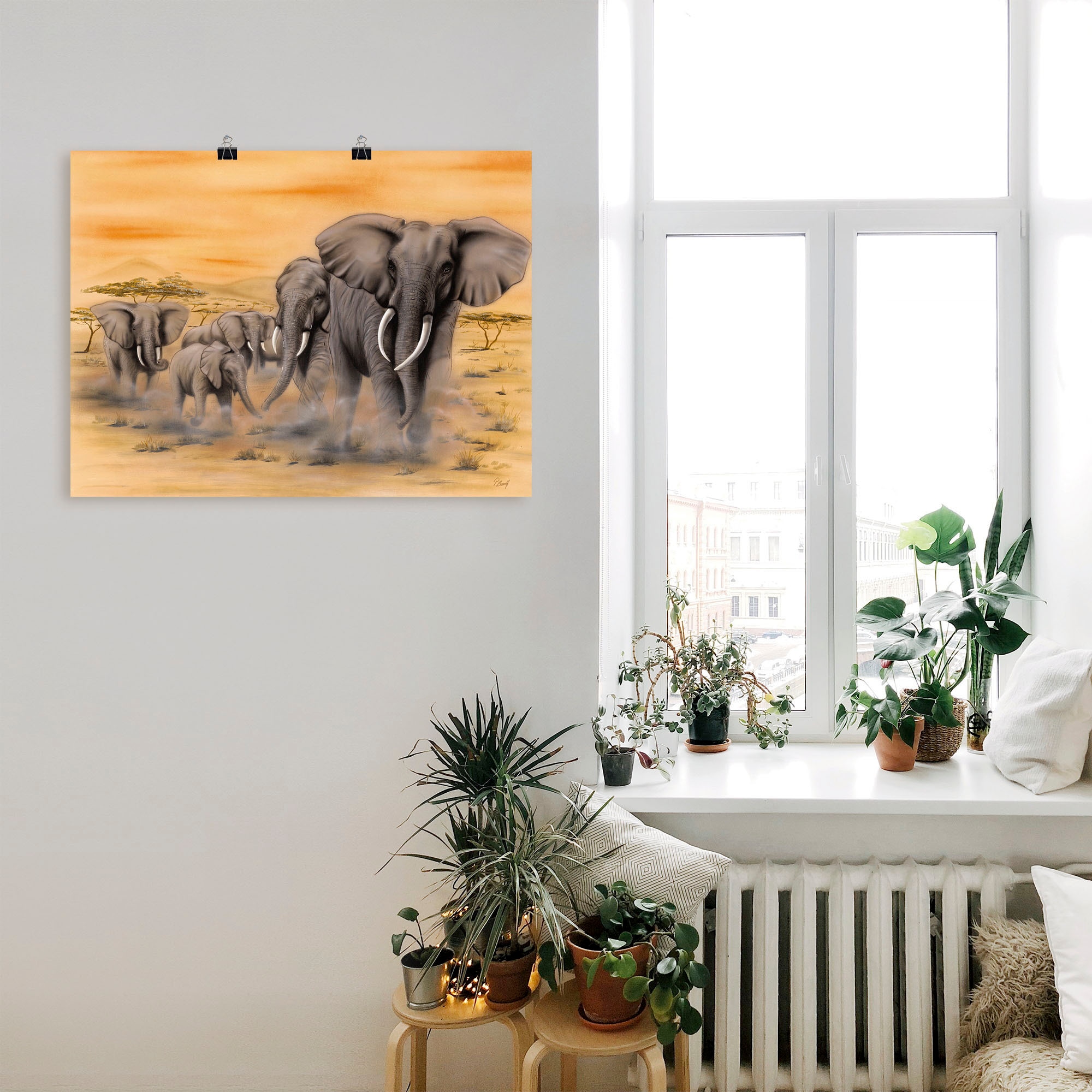 Artland Wandbild »Steppenelefanten«, Elefanten Bilder, (1 St.), als Alubild, Outdoorbild, Leinwandbild, Poster, Wandaufkleber