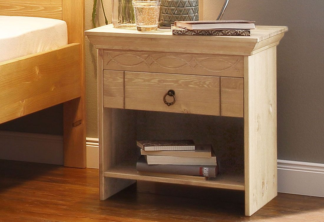 Home affaire Nachtkommode »Indra«, Nachttisch mit dekorativen Fräsungen, Breite: 50 cm