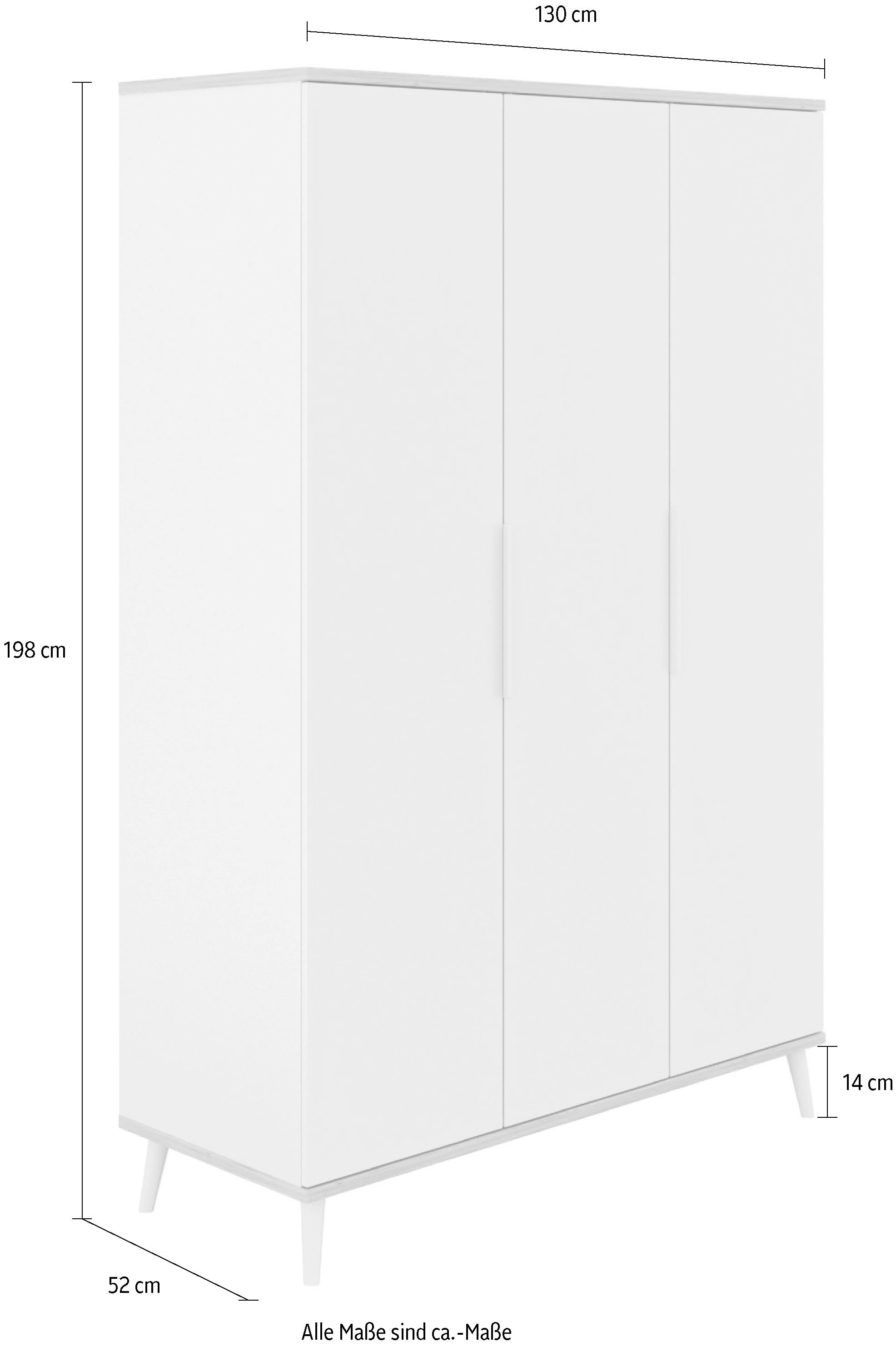 YUNY by PAIDI Kleiderschrank »HAZEL in Beige, inkl. Kleiderstangen und Einlegeböden« B/H/T ca. 95-130/198/52cm, mit 2 oder 3 Türen,  stabiler Drehtürenschrank aus Holz, mit Soft-Close-Funktion