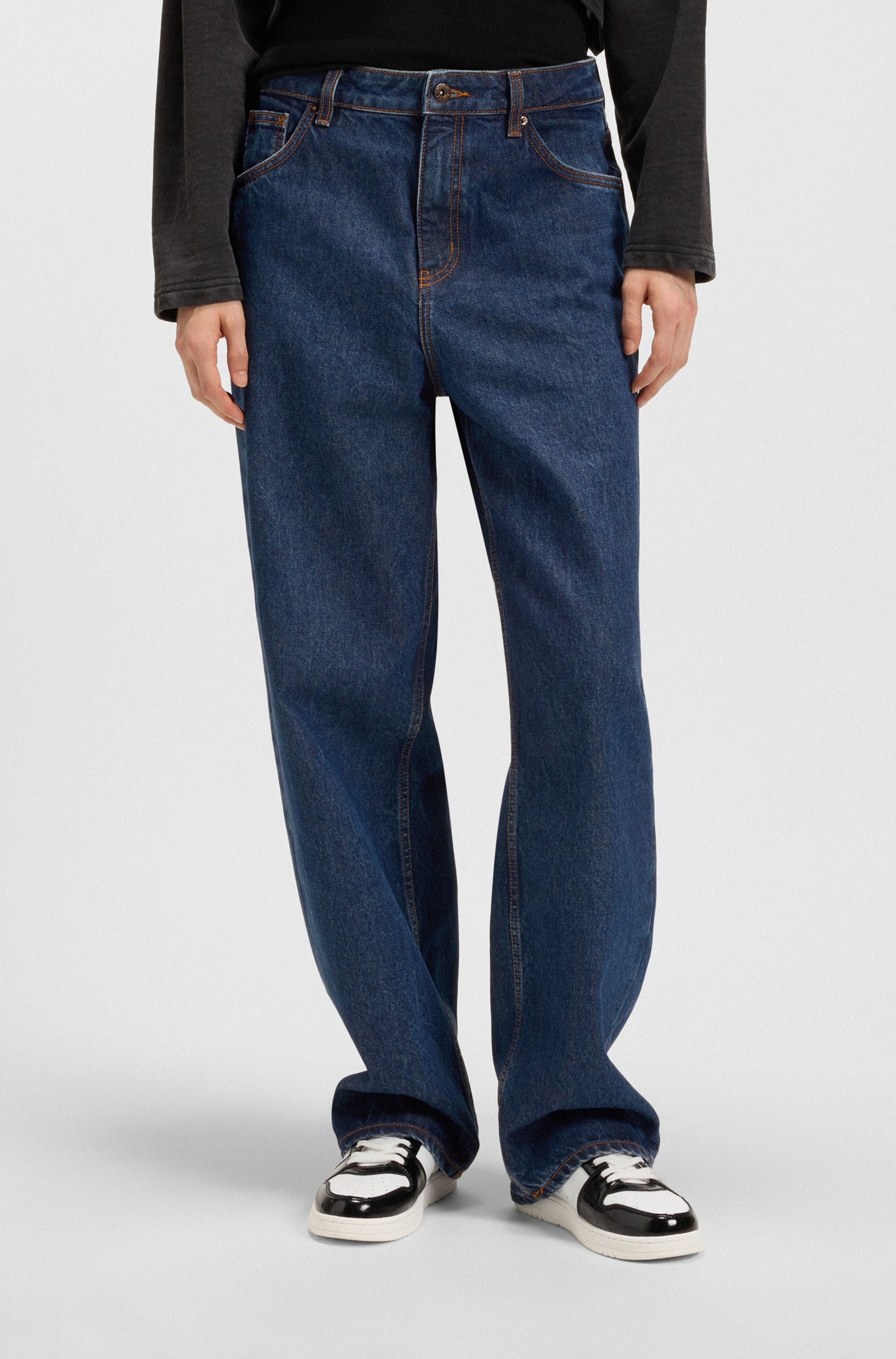 HUGO Blue Relax-fit-Jeans »Leni«, mit charakteristischer Stickerei