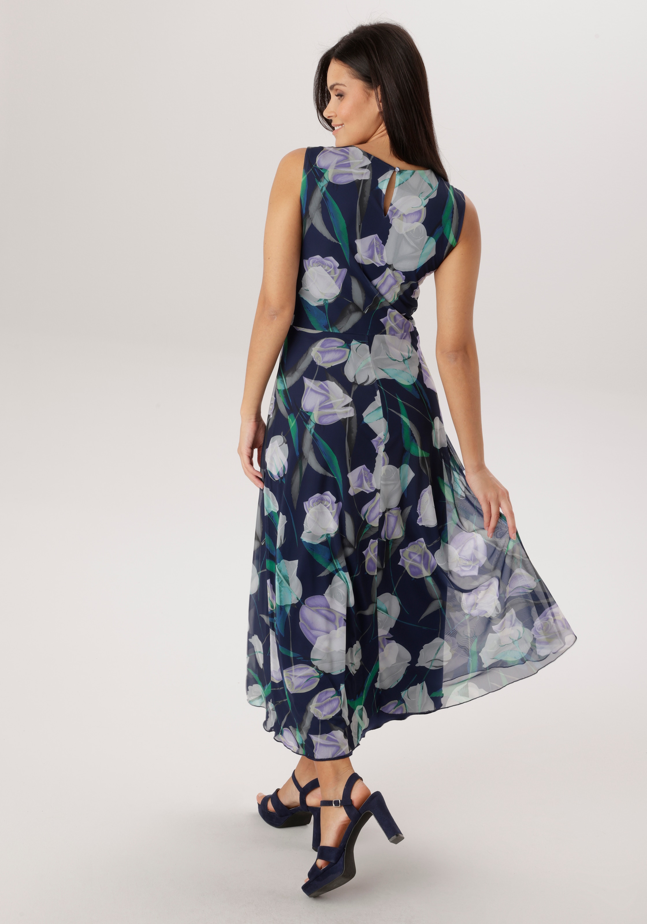 Aniston SELECTED Midikleid in Mesh-Qualiät und floralem Blütendruck - NEUE KOLLEKTION