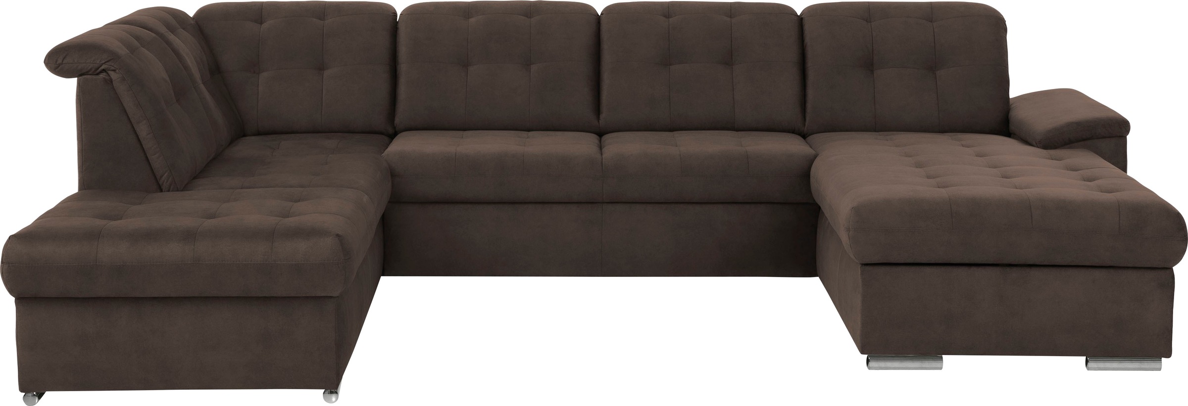 exxpo - sofa fashion Wohnlandschaft »Durango, aufwendige Sitz- und Rückenverarbeitung, bequem, U-Form«, inkl. Kopfteilverstellung, wahlweise mit Bettfunktion und Bettkasten