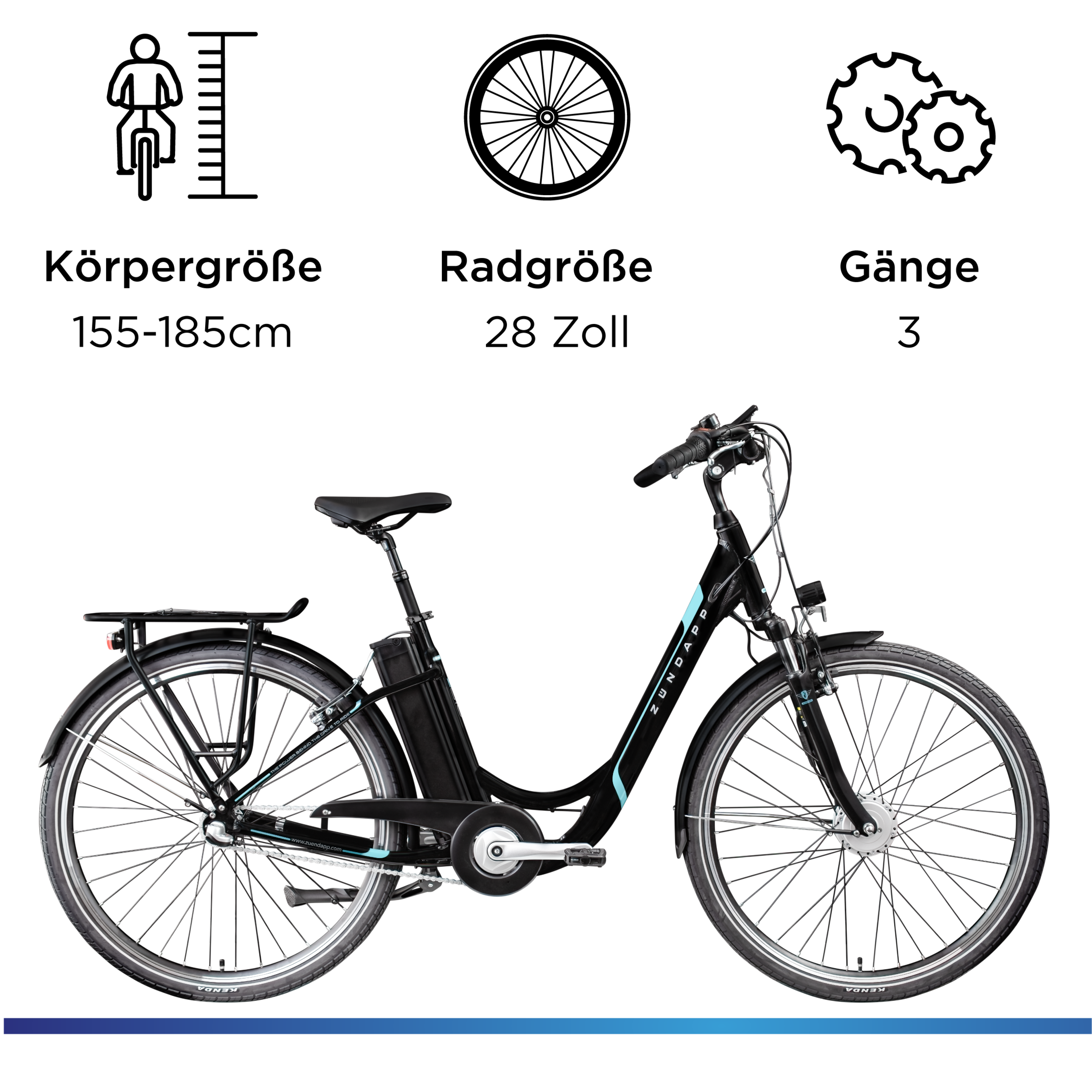 Zündapp »Z510« 3 Gang Shimano Nexus  SC-3C41 Schaltwerk Nabenschaltung Frontmotor 250 W Pedelec, Elektrofahrrad für Damen u. Herren