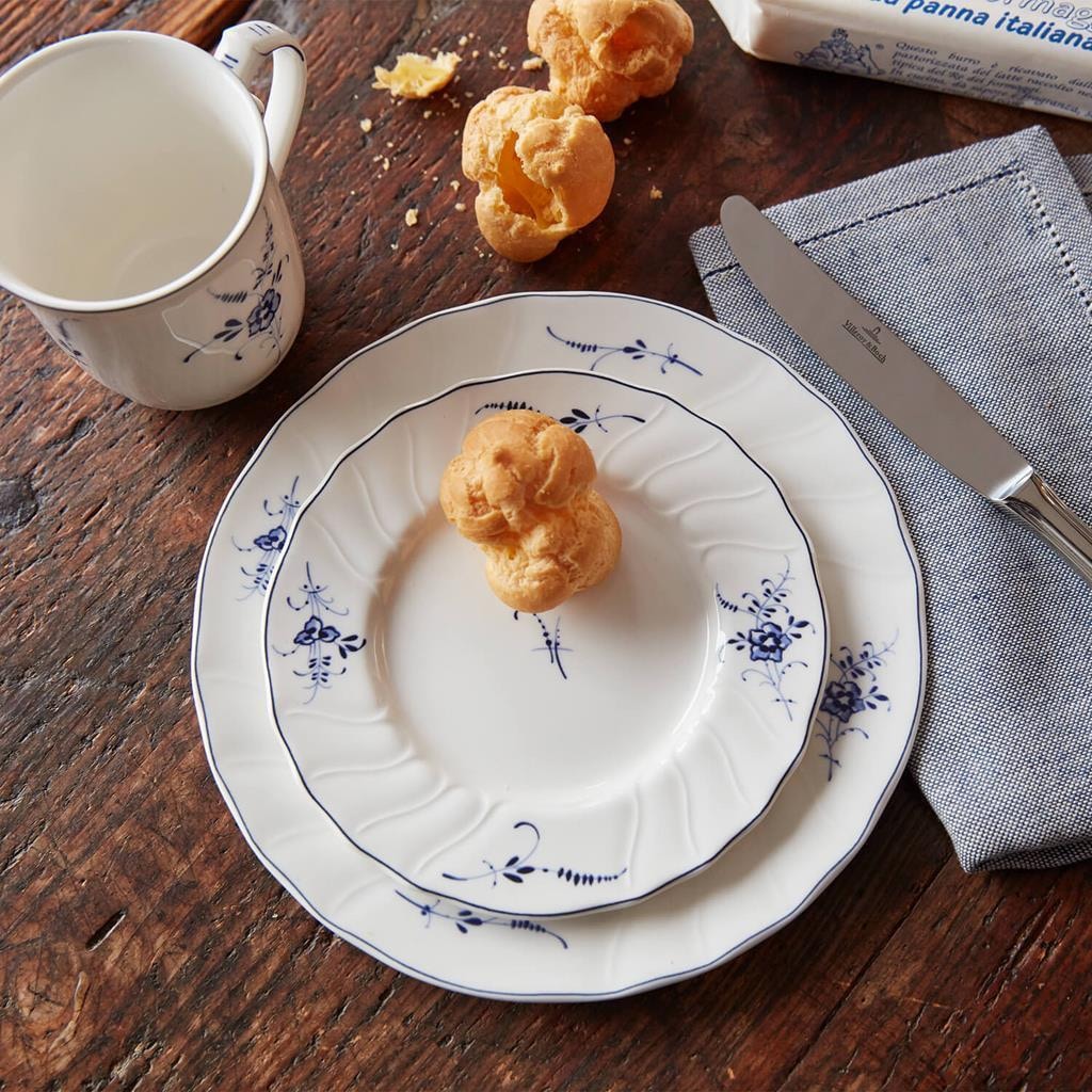 Villeroy & Boch Geschirr-Set »Kombiservice Vieux Luxembourg 30er Set weiß-blau« Spülmaschinengeeignet, Mikrowellengeeignet