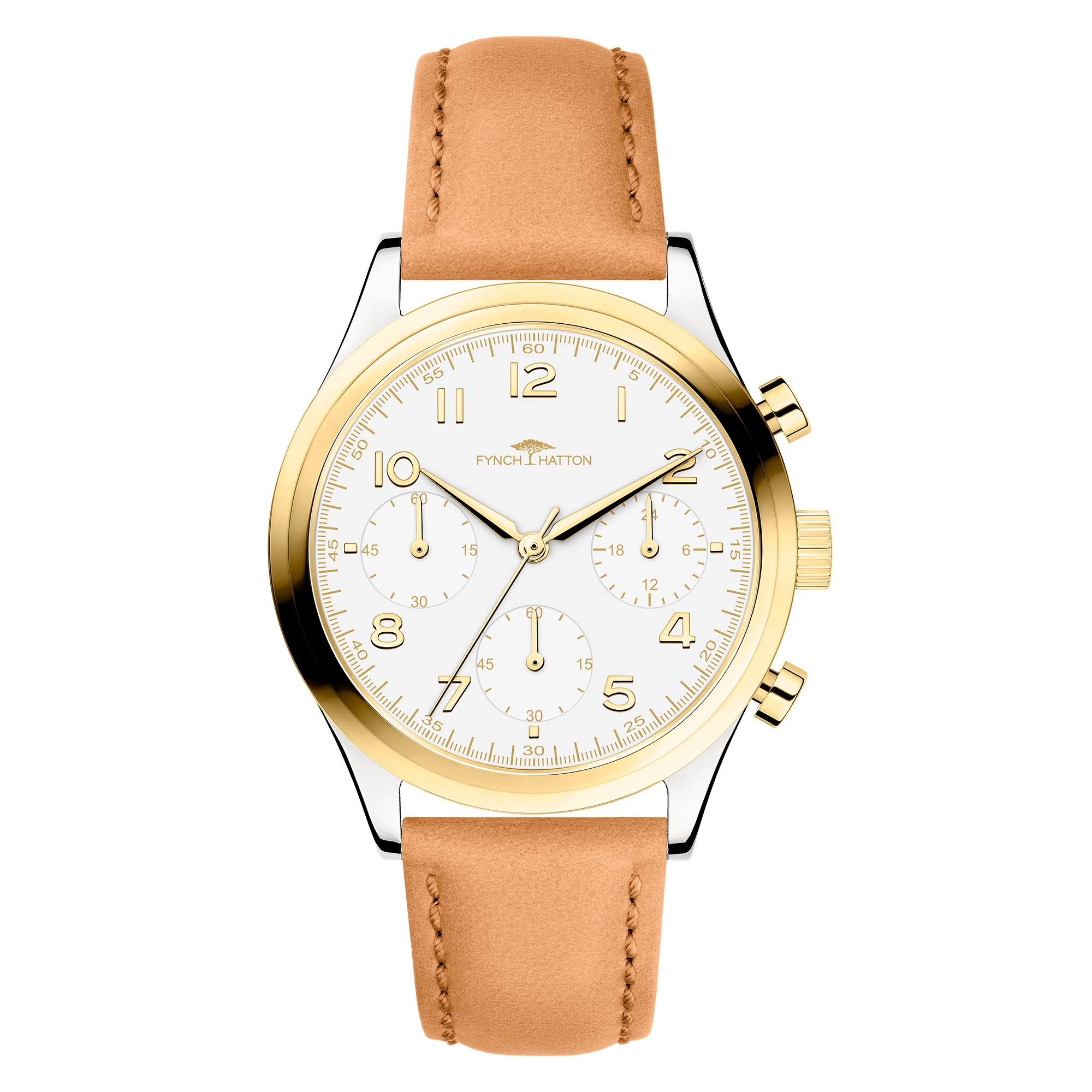 FYNCH-HATTON Chronograph Quarzuhr, Armbanduhr, Damenuhr, Lederarmband, analog, Stoppfunktion
