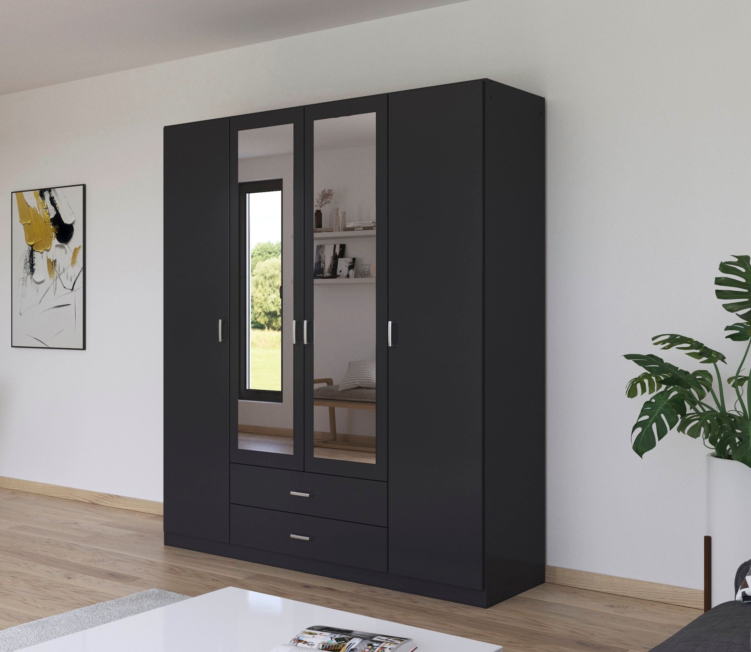 rauch Kleiderschrank »Schrank Garderobe Wäscheschrank GAMMA in 3 Breiten«, viel Stauraum mit 6 Schubladen, mit Spiegel TOPSELLER MADE IN GERMANY