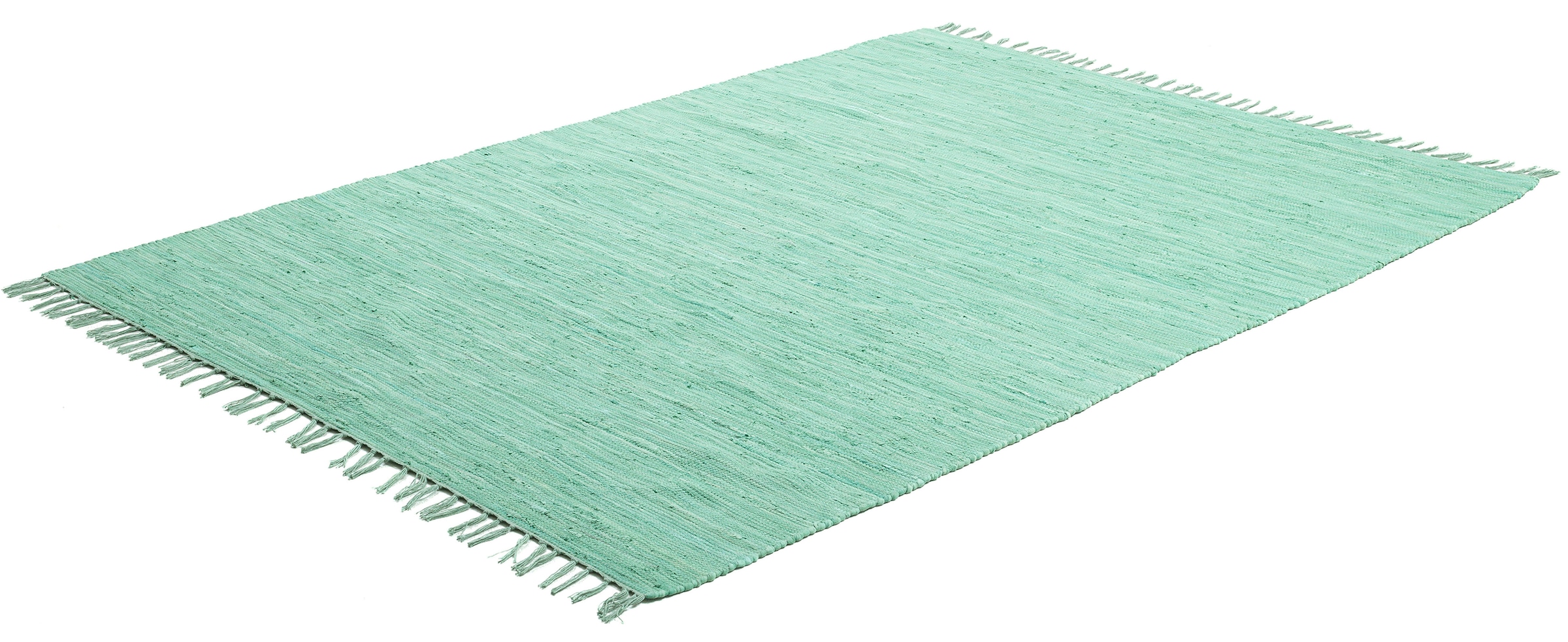 THEKO Teppich »Happy Cotton«, Fransen online handgewebt, Handweb rechteckig, Baumwolle, Teppich, kaufen mit reine Flachgewebe