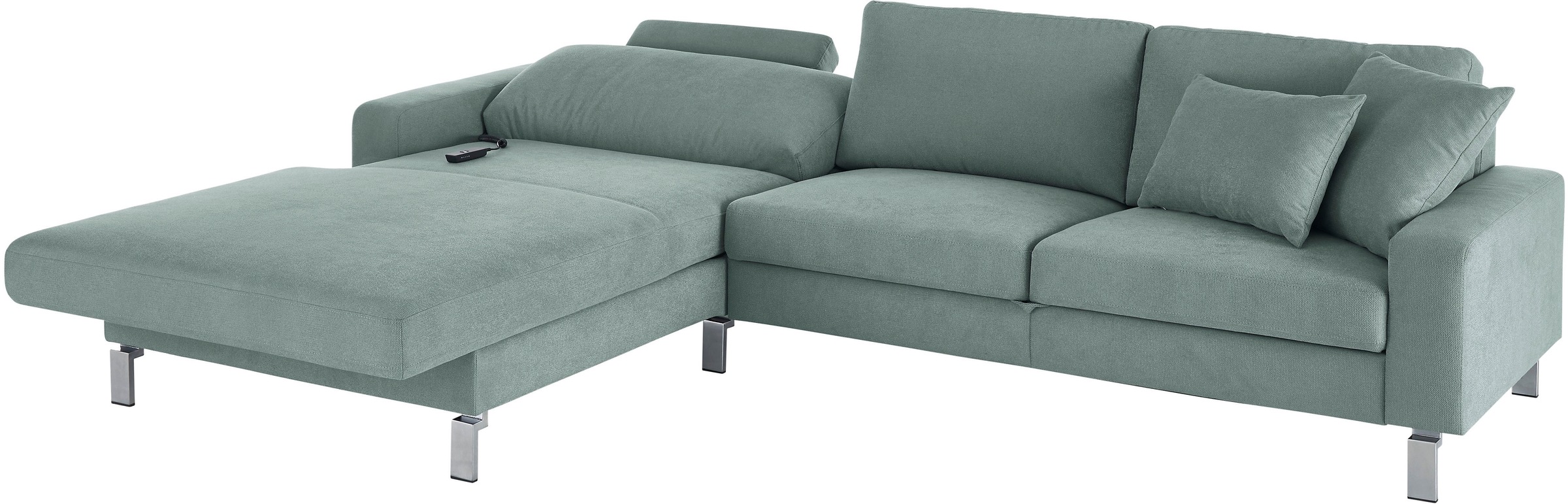 3C Candy Ecksofa »Lecce, wahlweise PUR-Schaumstoff oder Tonnentaschenfederkern«, Bett im 2,5-Sitzer, teilmotorische Schlaffunktion im Longchair, L-Form
