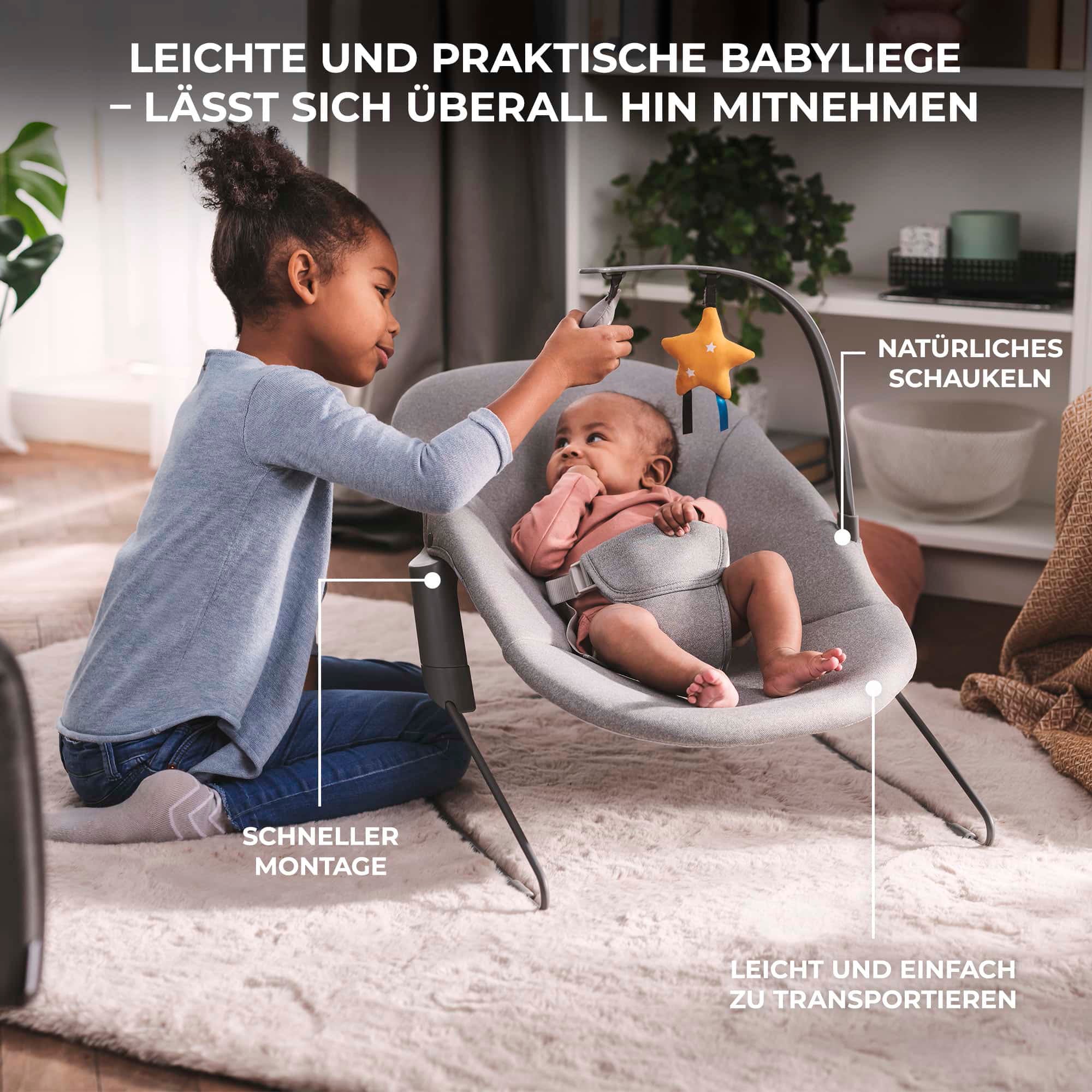 Kinderkraft Kombihochstuhl »Set: Kinderstuhl ENOCK + Babywippe CALMEE GREY«, (Set), 2 St., mitwachsend
