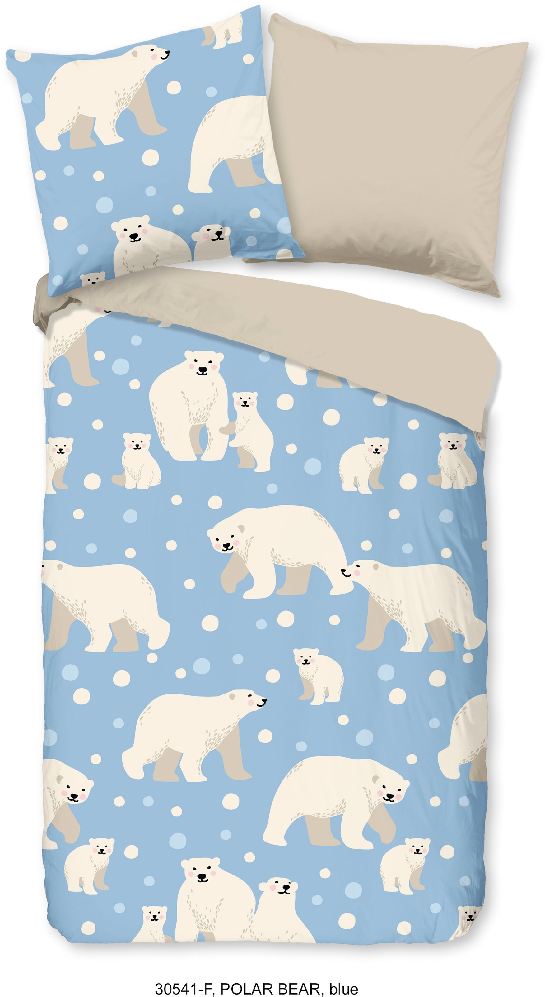 Kinderbettwäsche »Polarbear Repeat«, Biber, 135x200, Warm, Weich, Wendeoptik,...