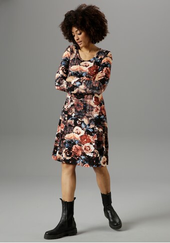 Aniston SELECTED Jerseykleid, Karo-Druck in Kombination mit Blumen kaufen