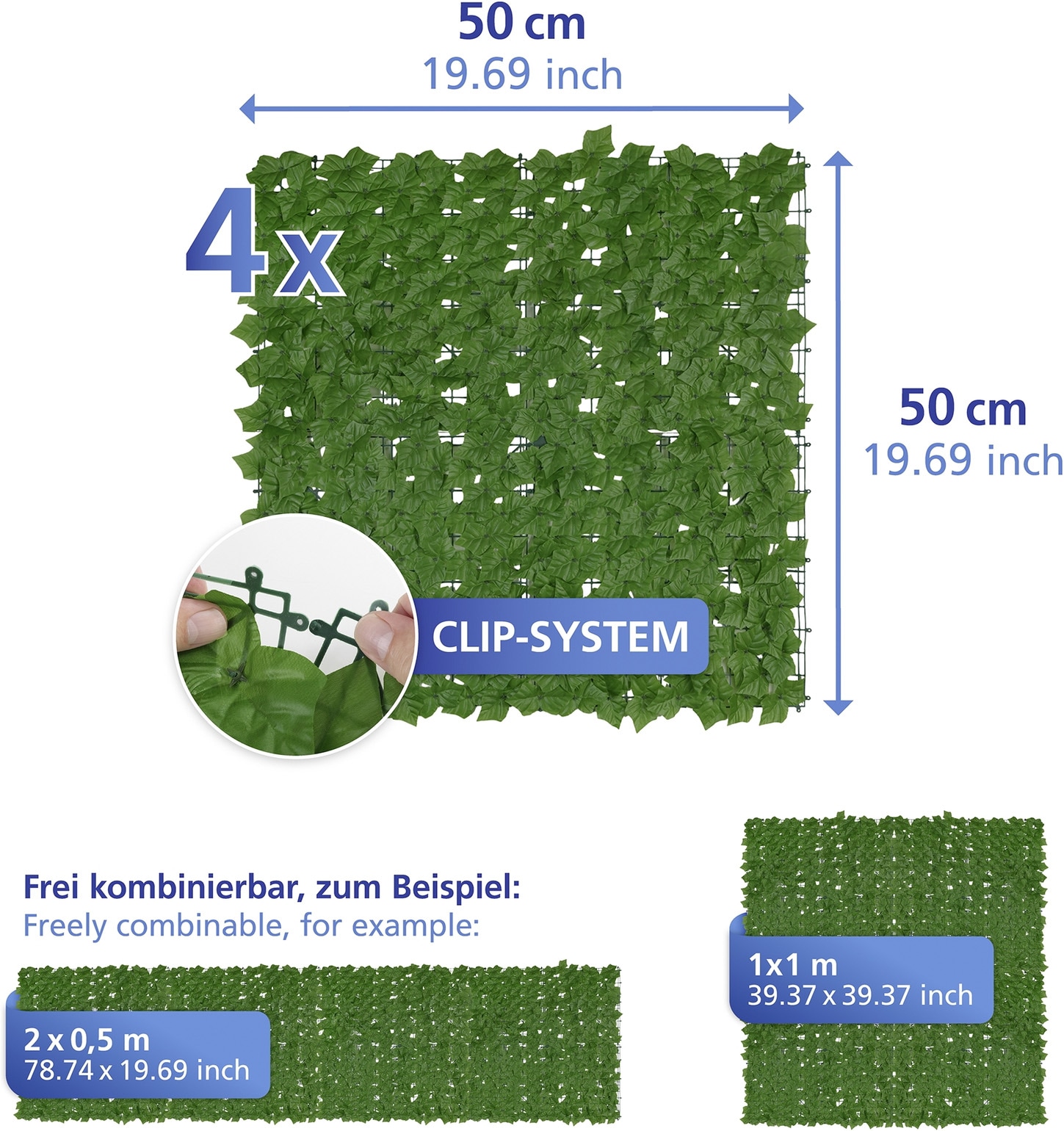 Maximex Sichtschutzelement »Sichtschutzmatte Efeu« witterungsbeständige Sichtschutzhecke, Kunststoff, für Balkon & Garten