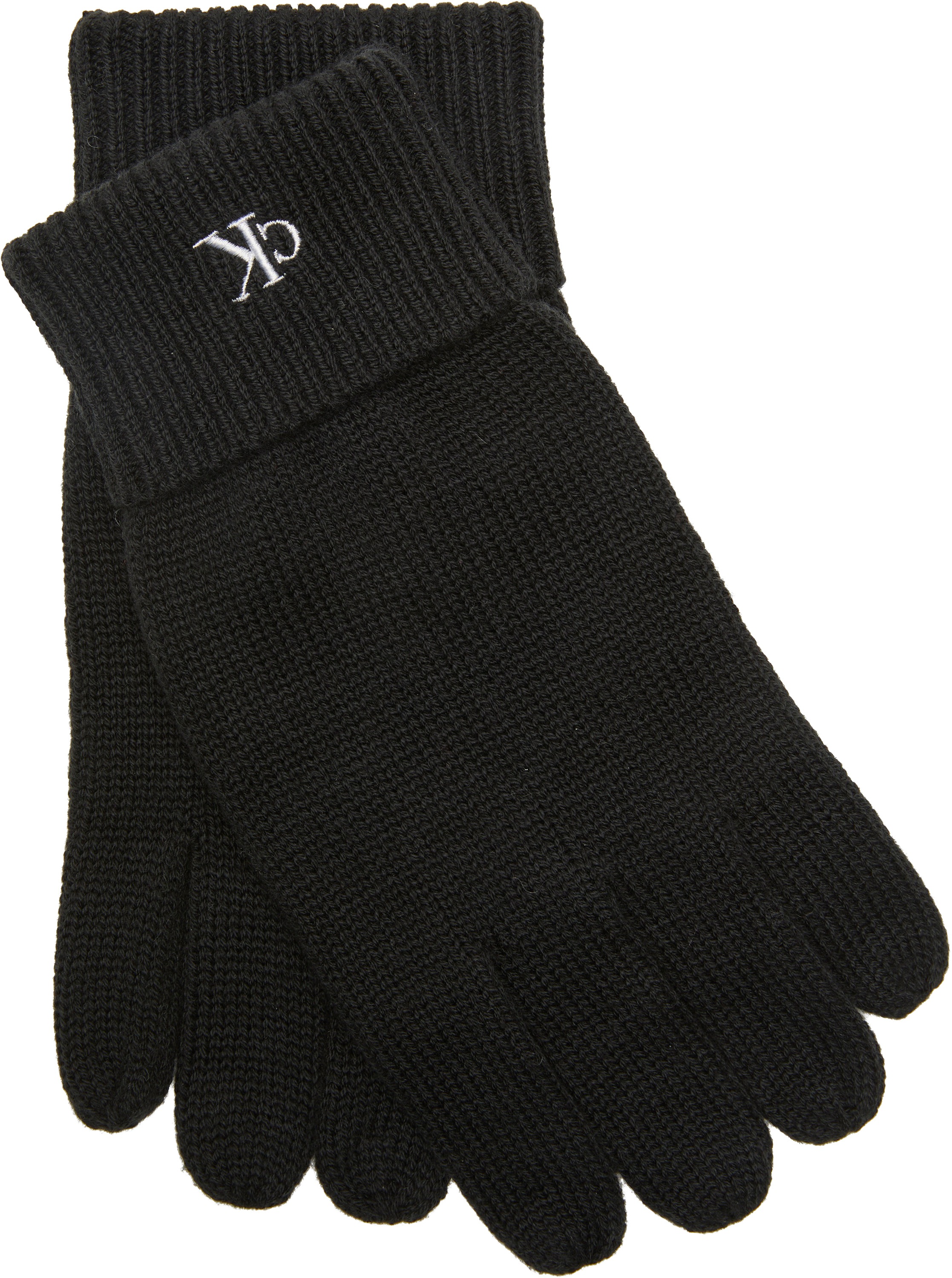 Calvin Klein, Herren, mit Touchscreen-Technologie, Feinrippstrick, Logostickerei, BLACK, BLACK, Touchscreen-Handschuhe von Calvin Klein