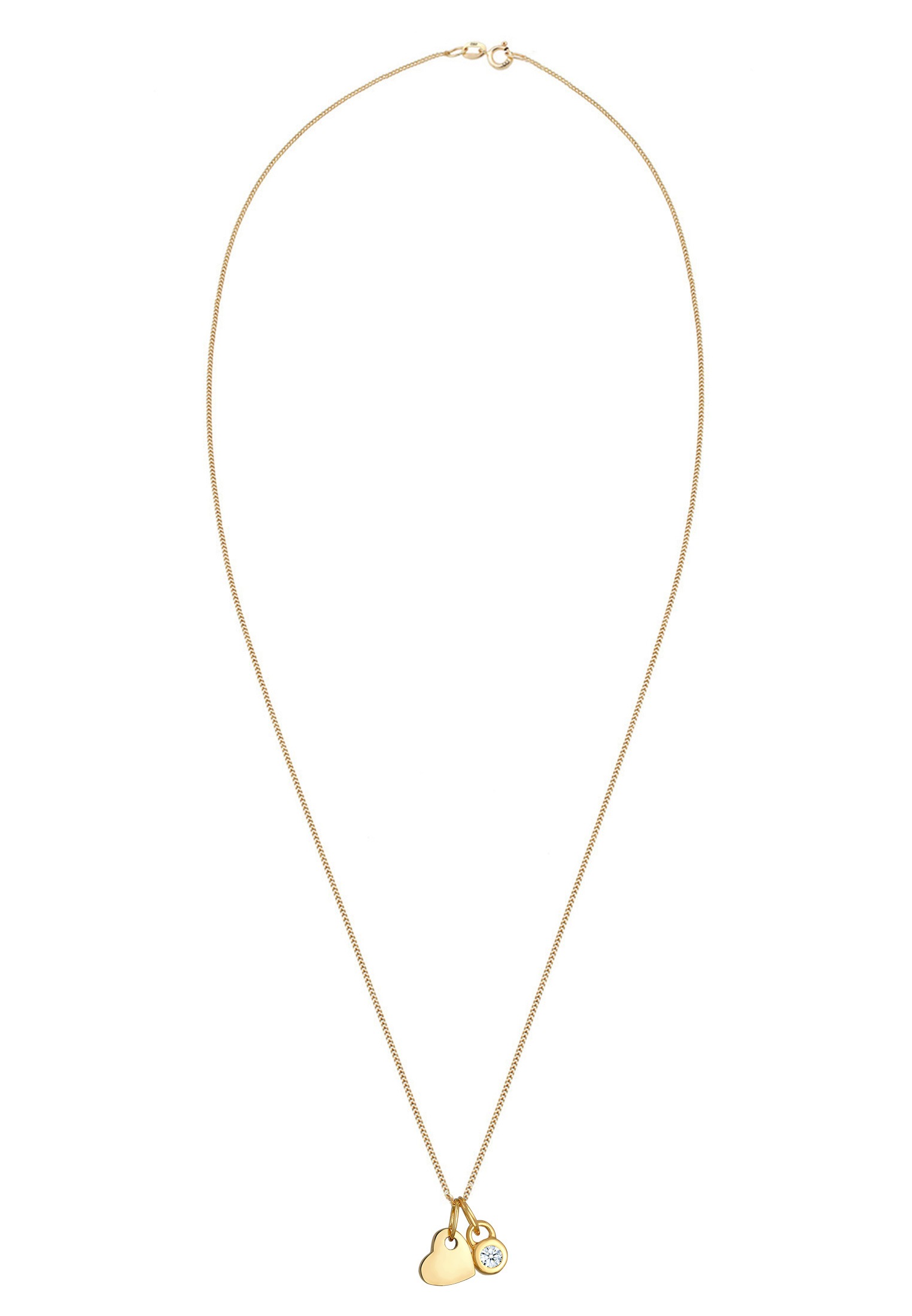 Elli DIAMONDS Silberkette »Halskette Herz Diamant Weiß Brillantschliff (0.03 ct) 585 Gelbgold«