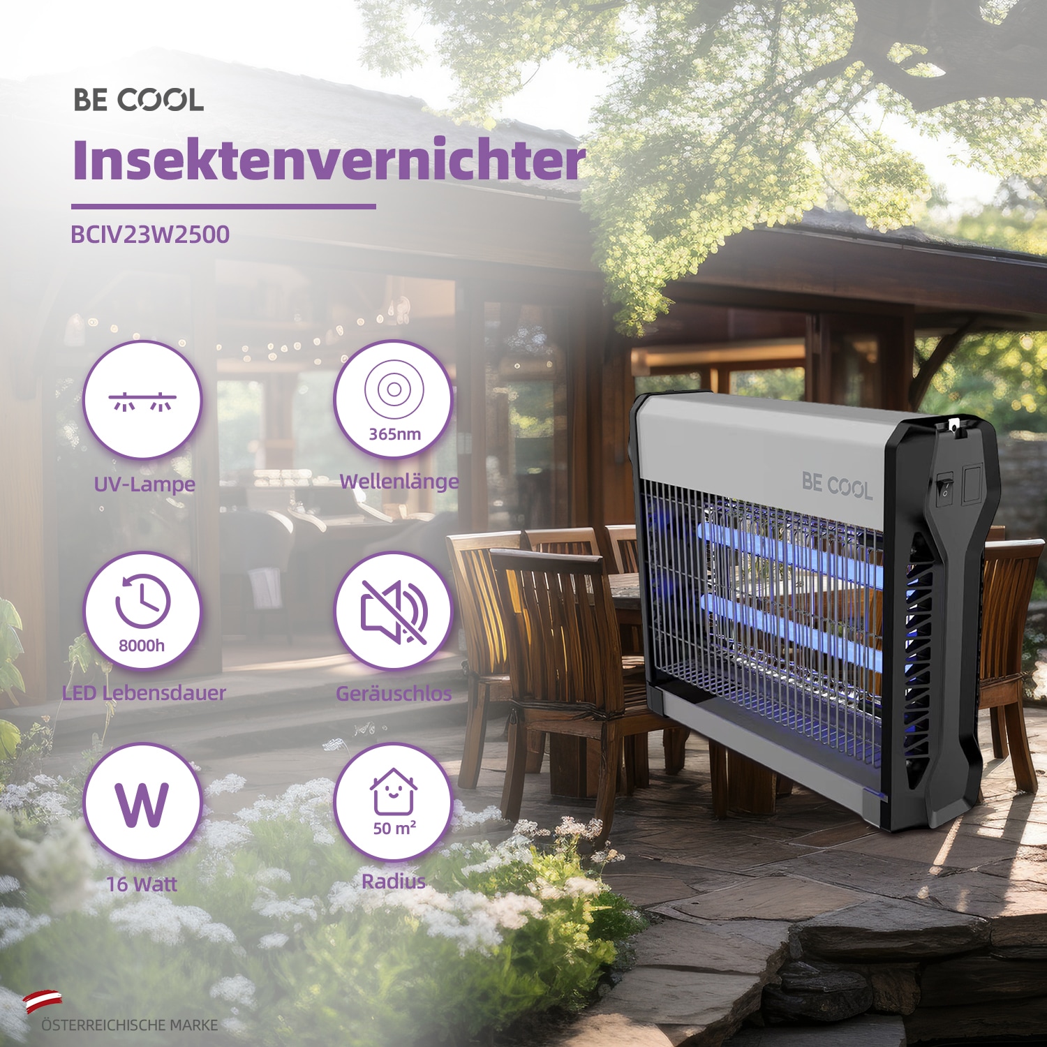 be cool Insektenvernichter »Profi-Insektenvernichter BCIV23W2500«, 2500 Volt, abnehmbare Auffangschale