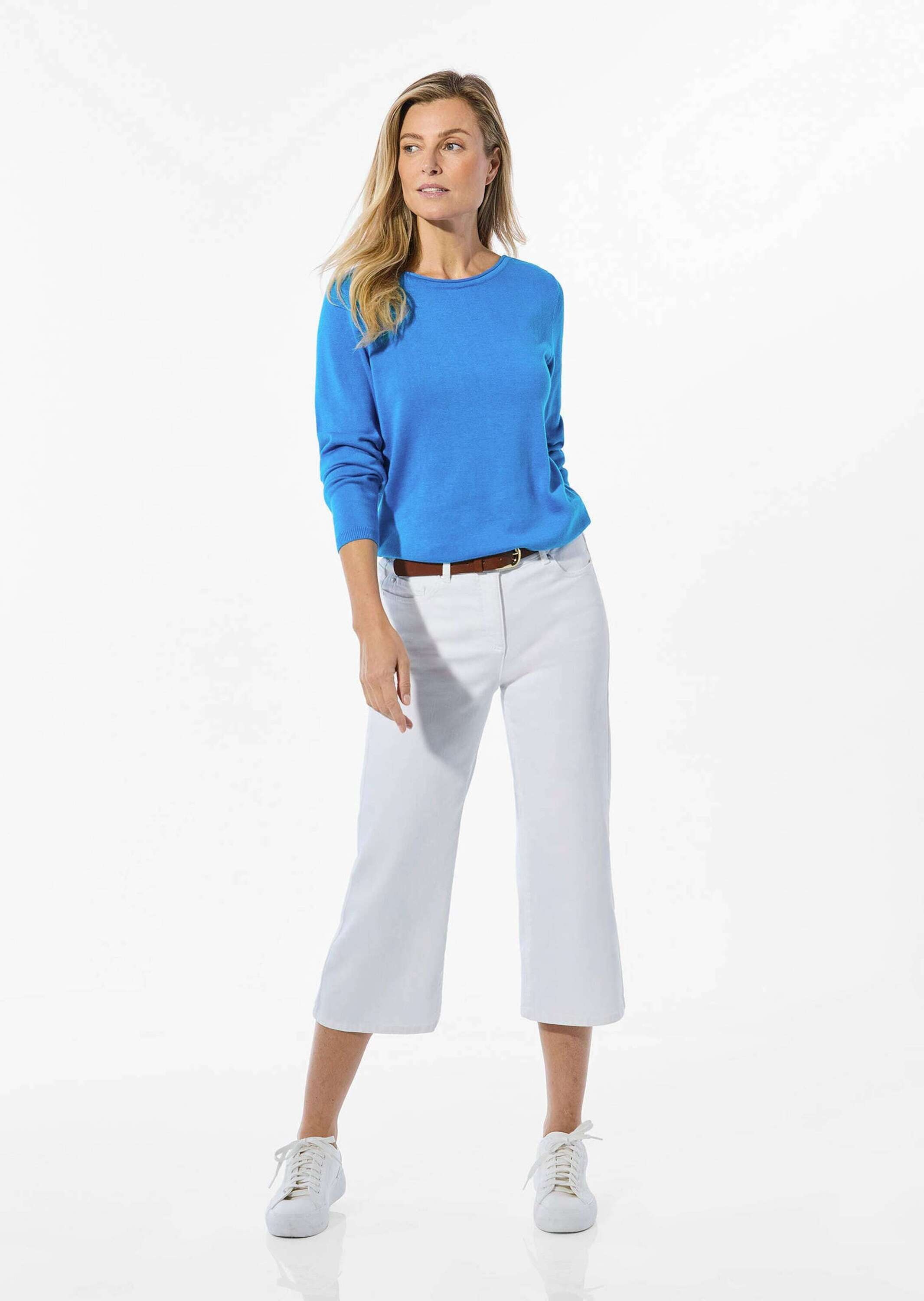 GOLDNER Strickpullover »Pullover mit U-Boot-Ausschnitt aus Baumwoll-Viskose-Mix«