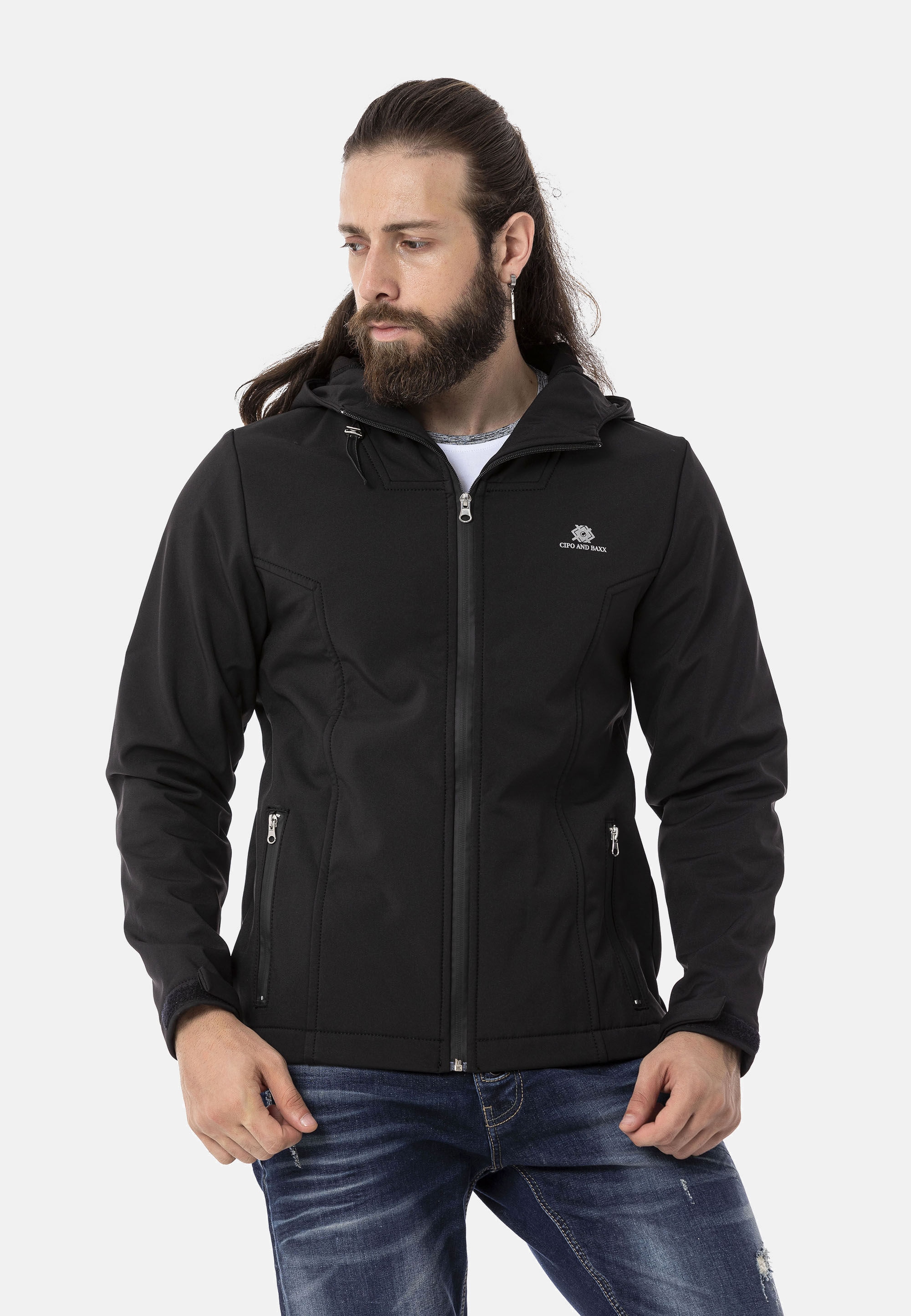 Cipo & Baxx Funktionsjacke »Cipo & Baxx Jacke "CJ289"« mit Kapuze im unifarbenen Look