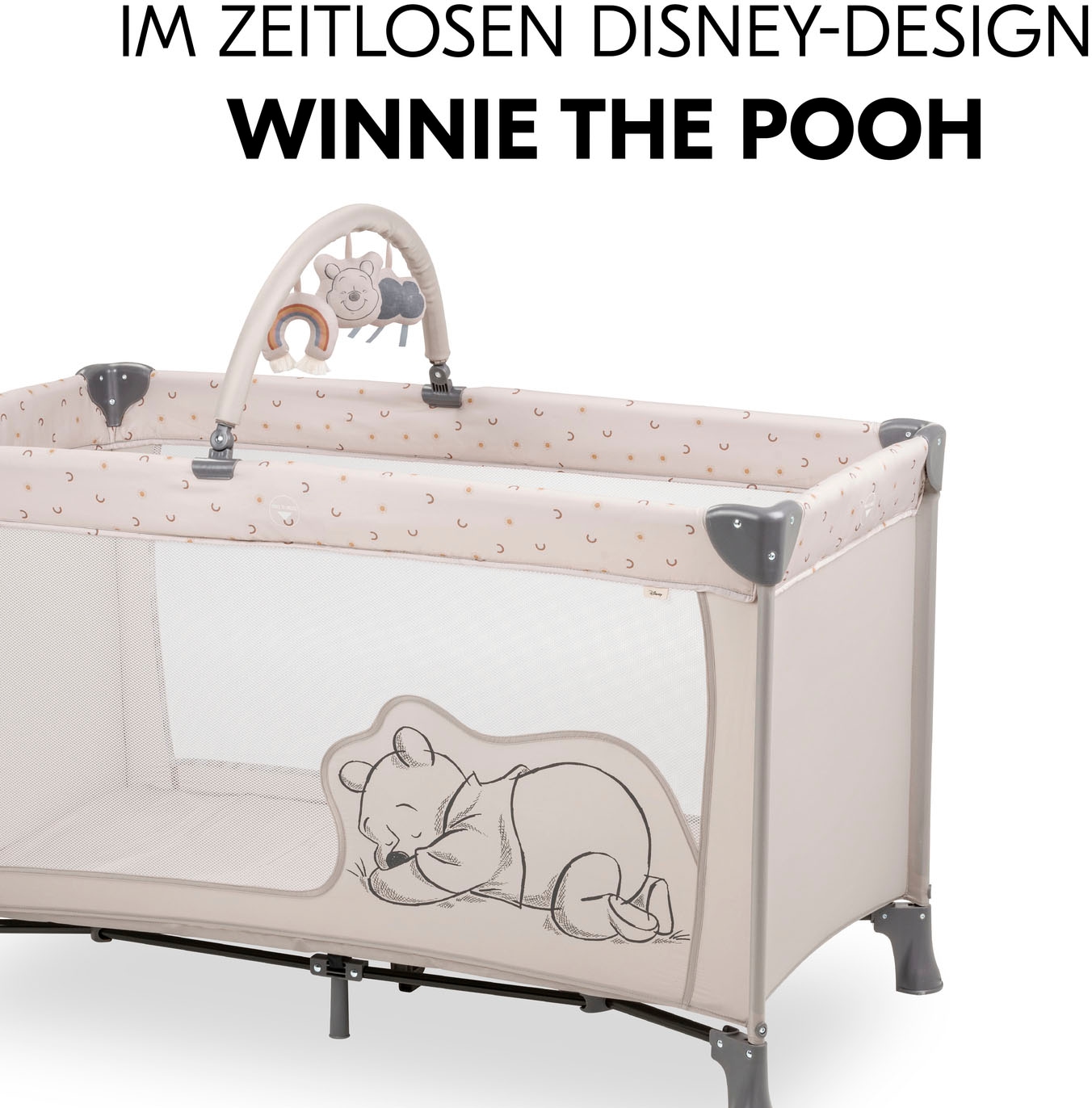 Hauck Baby-Reisebett »Dream N Play Go, Pooh Rainbow, beige«, inkl. Transporttasche