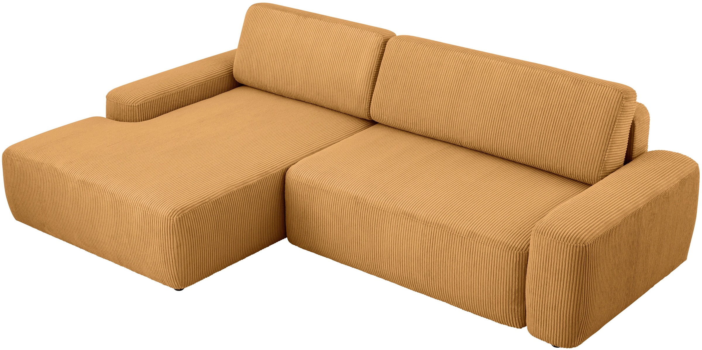Home affaire Ecksofa »TORGE (264cm), Schlafsofa in Cord, Samtvelours o Struktur fein, L-Form« Schlaffunktion, Bettkasten, Liegefläche: 125/210 cm
