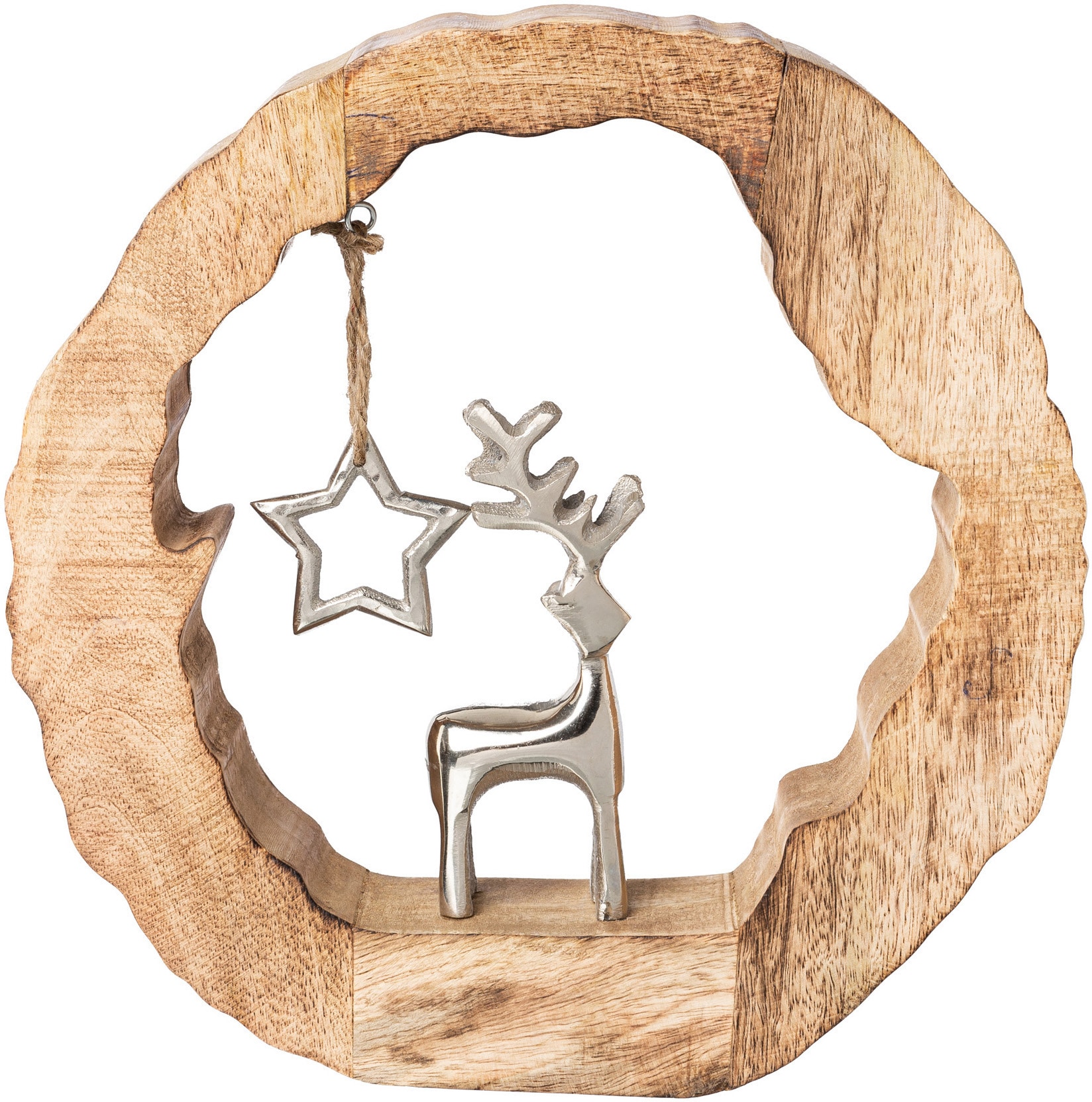 Creativ deco Weihnachtsfigur »Holzstamm mit Hirsch cm bequem Stern, und ca. Höhe 28 kaufen Weihnachtsdeko«