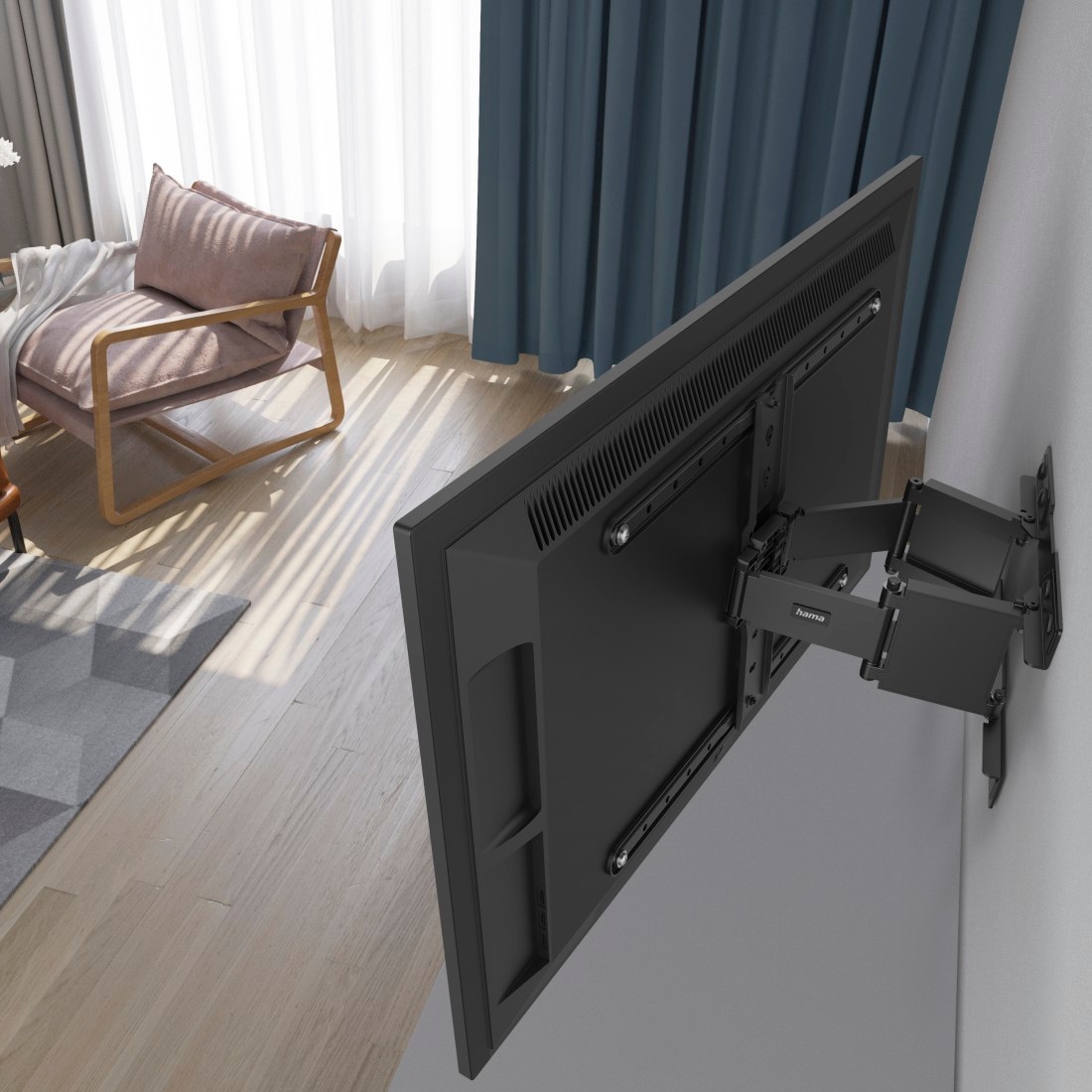 Hama TV-Wandhalterung »Superflache TV-Wandhalterung schwenkbar neigbar (bis  90 Zoll und 50kg)«, bis 229 cm Zoll ➥ 3 Jahre XXL Garantie | UNIVERSAL