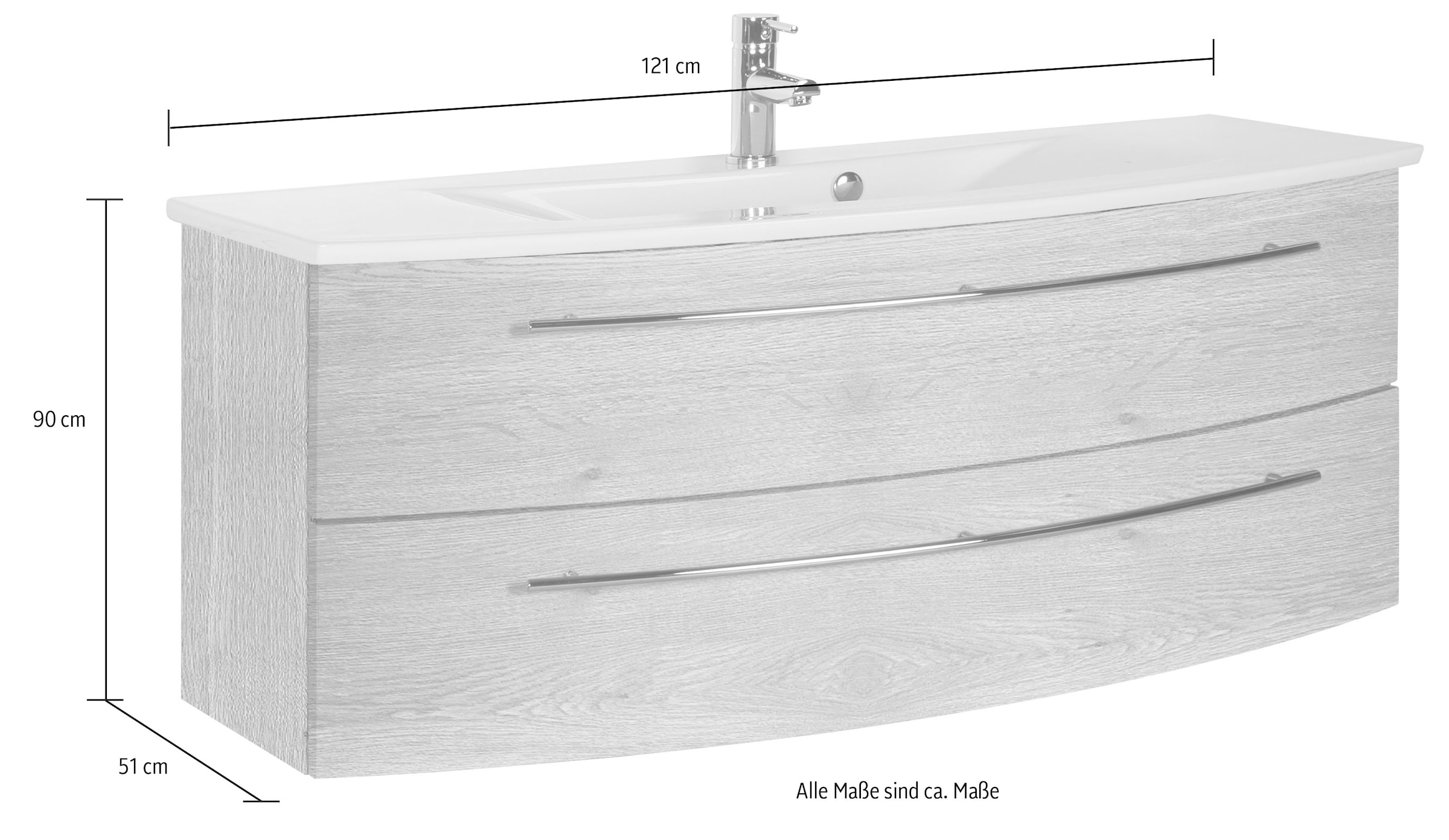 MARLIN Waschtisch »3040«, Breite 121 cm