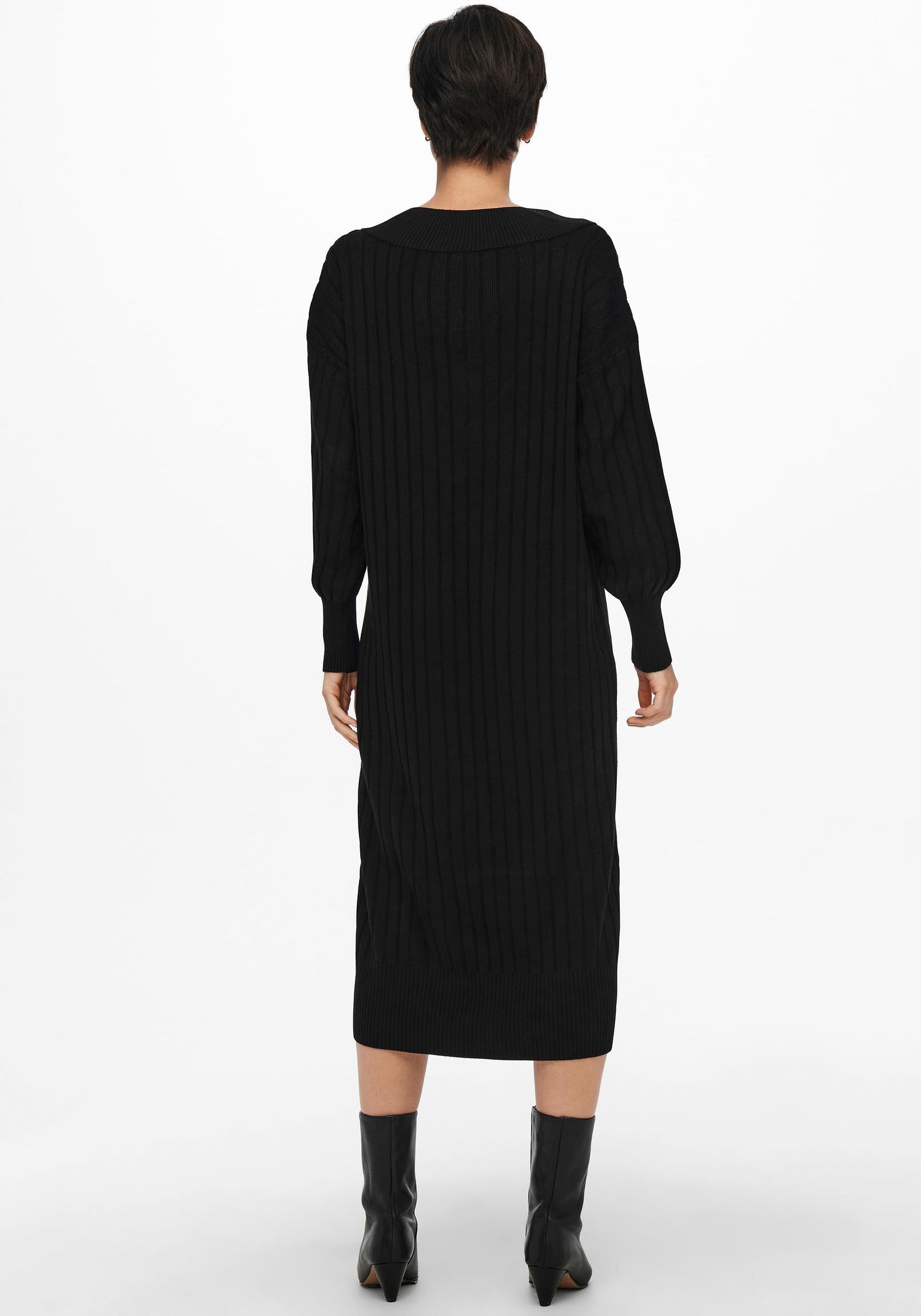 ONLY Strickkleid »ONLNEW TESSA L/S MIDI V DRESS«, mit tiefem V-Ausschnitt mit breiter Blende