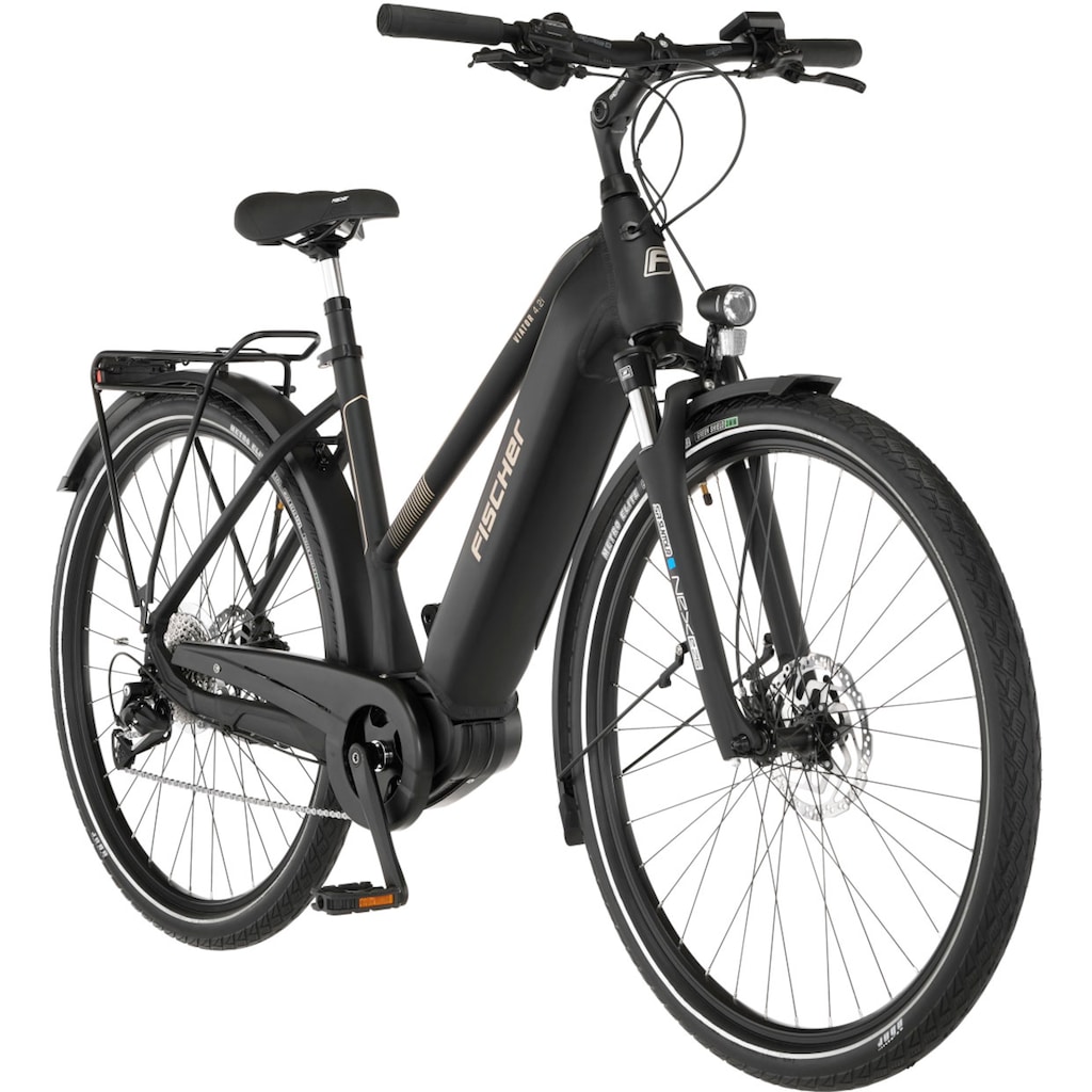 FISCHER Fahrrad E-Bike »VIATOR 4.2i Damen 50«, 9 Gang, Shimano, Acera, Mittelmotor 250 W, (mit Faltschloss)