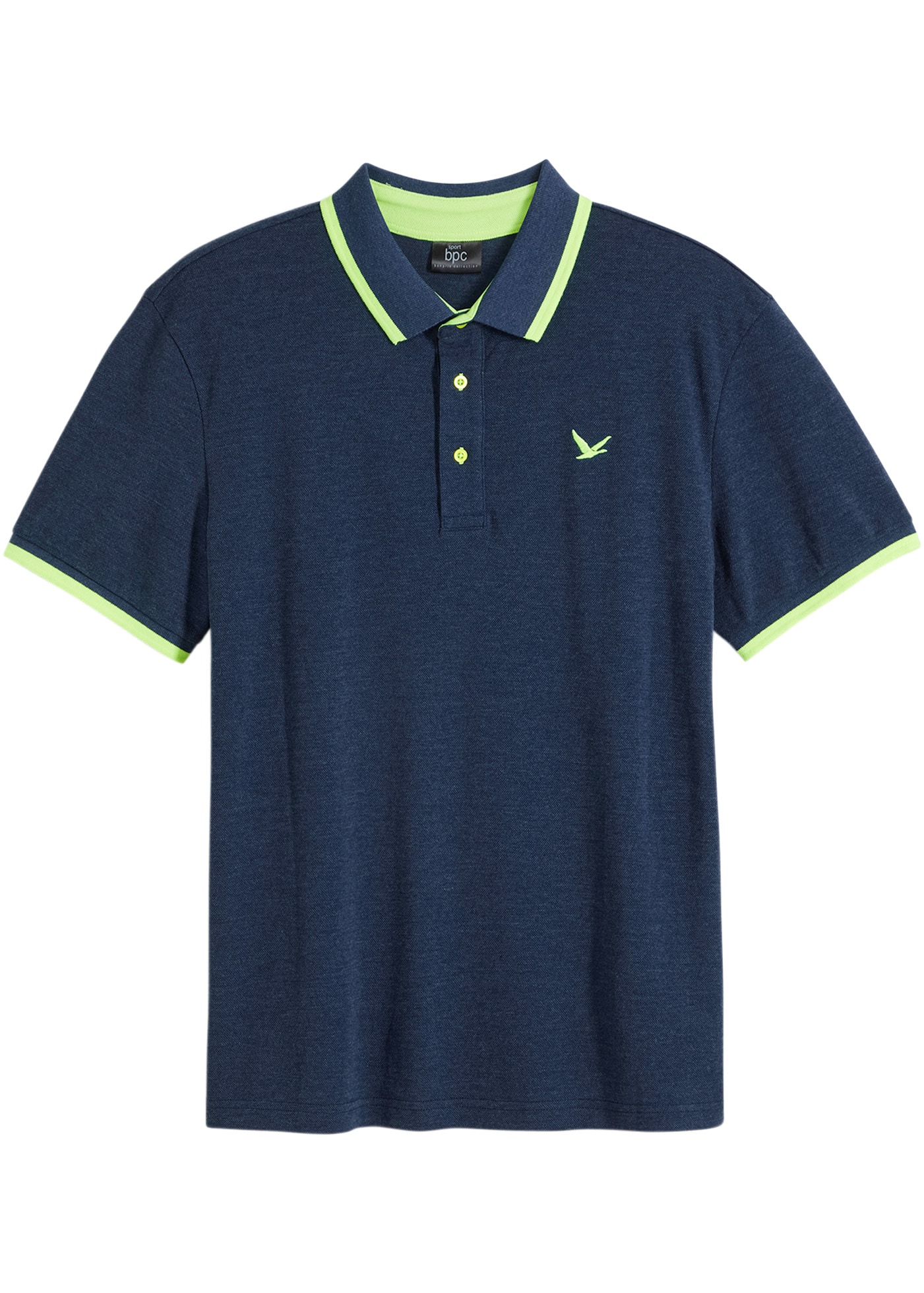 bonprix Poloshirt »Piqué-Poloshirt mit reiner Baumwolle« mit neonfarbenen Details
