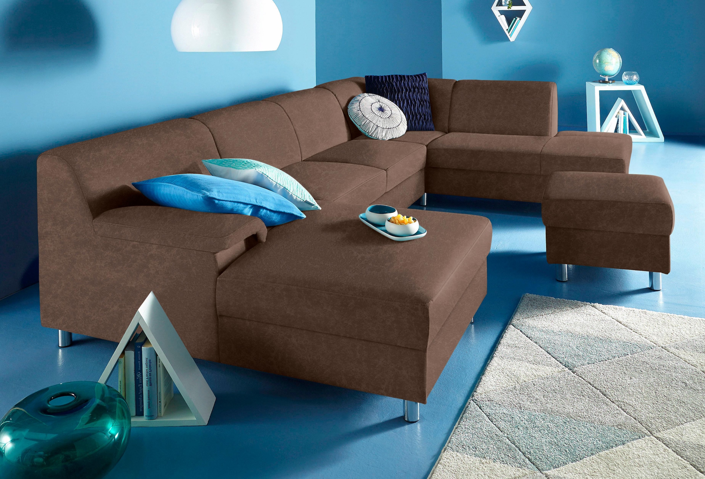 Home affaire Wohnlandschaft »Jamie, zeitloses Design, fester Sitzkomfort, viel Platz, U-Form« wahlweise mit Bettfunktion