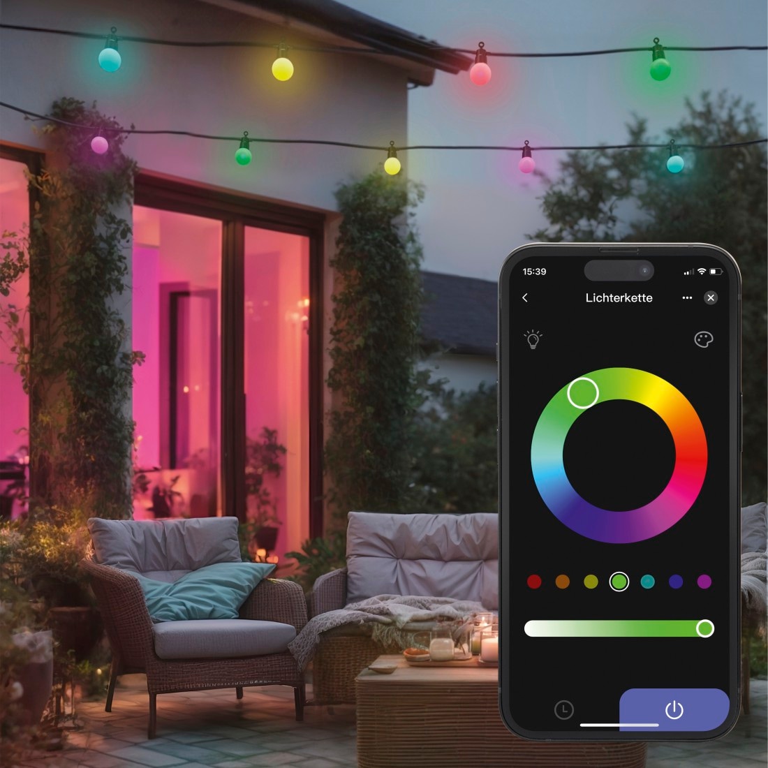 Hama LED-Lichterkette »LED Lichterkette Outdoor (mit App, 12 Glühbirnen, 16 Mio. Farben, 8 m)«