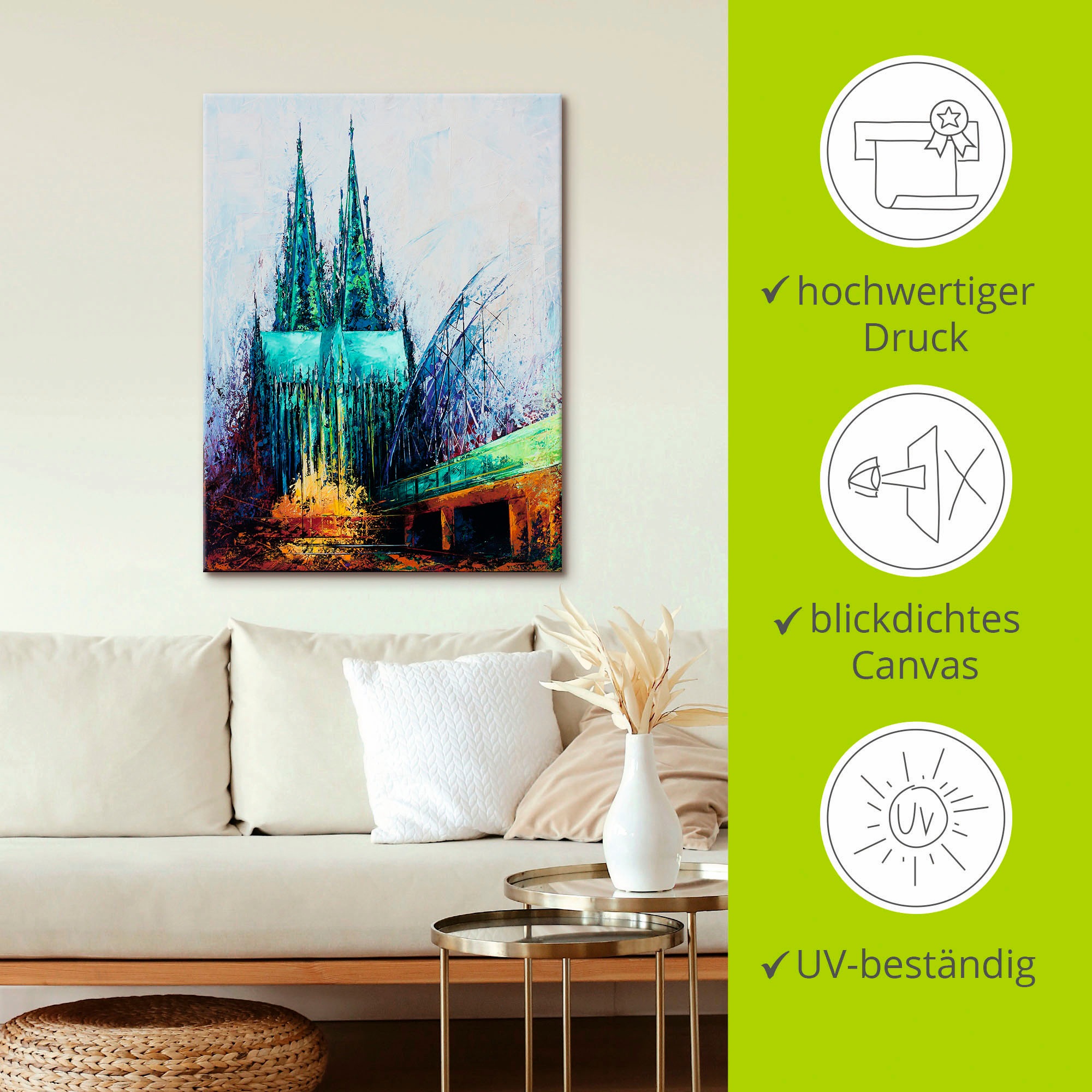 Artland Wandbild »Kölner Dom«, Deutschland, (1 St.), als Leinwandbild, Poster in verschied. Größen