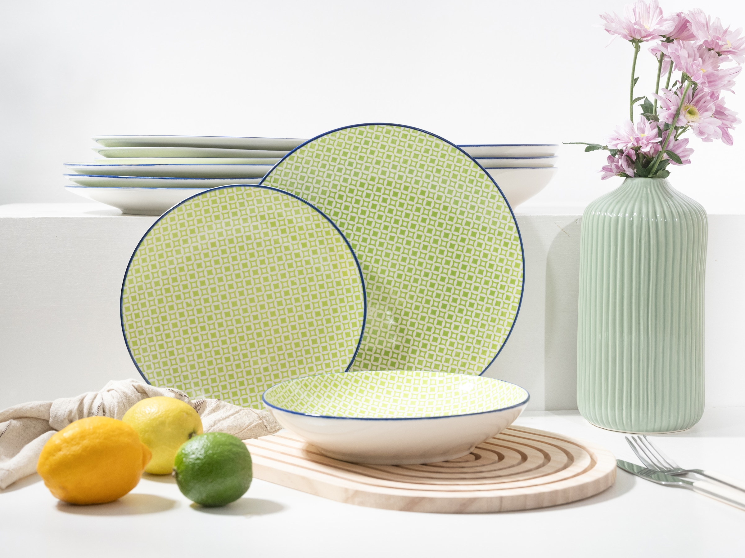 CreaTable Teller-Set »Mediterran, Teller Set 12-tlg.« Mediterraner Flair, Traditionell keramische Motive