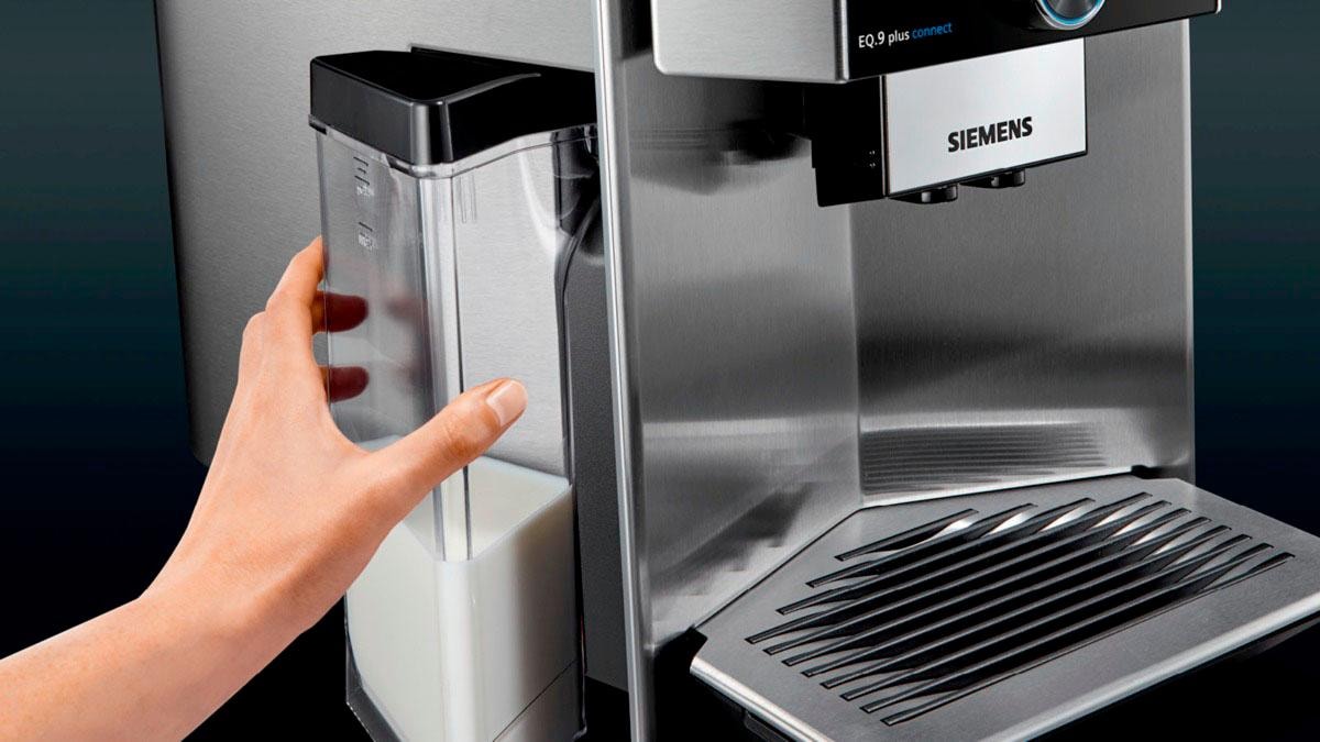 SIEMENS Kaffeevollautomat »EQ.9 s300 TI923509DE, schwarz/Edelstahl«, extra leise, autom. Milchsystem-Reinigung, bis zu 6 Profile