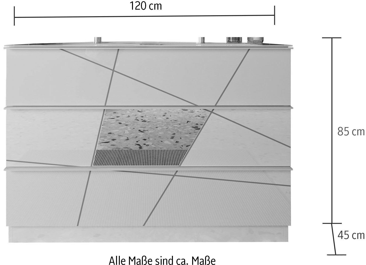 Diagramm Doppelwaschbecken Waschtisch