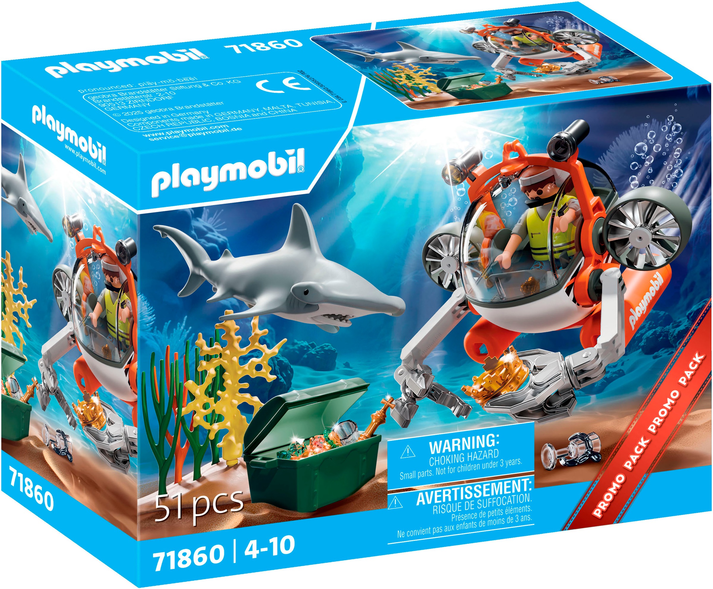 Playmobil® Konstruktions-Spielset »Schatzsuche mit U-Boot (71860), Action Heroes«, (51 St.), Made in Europe