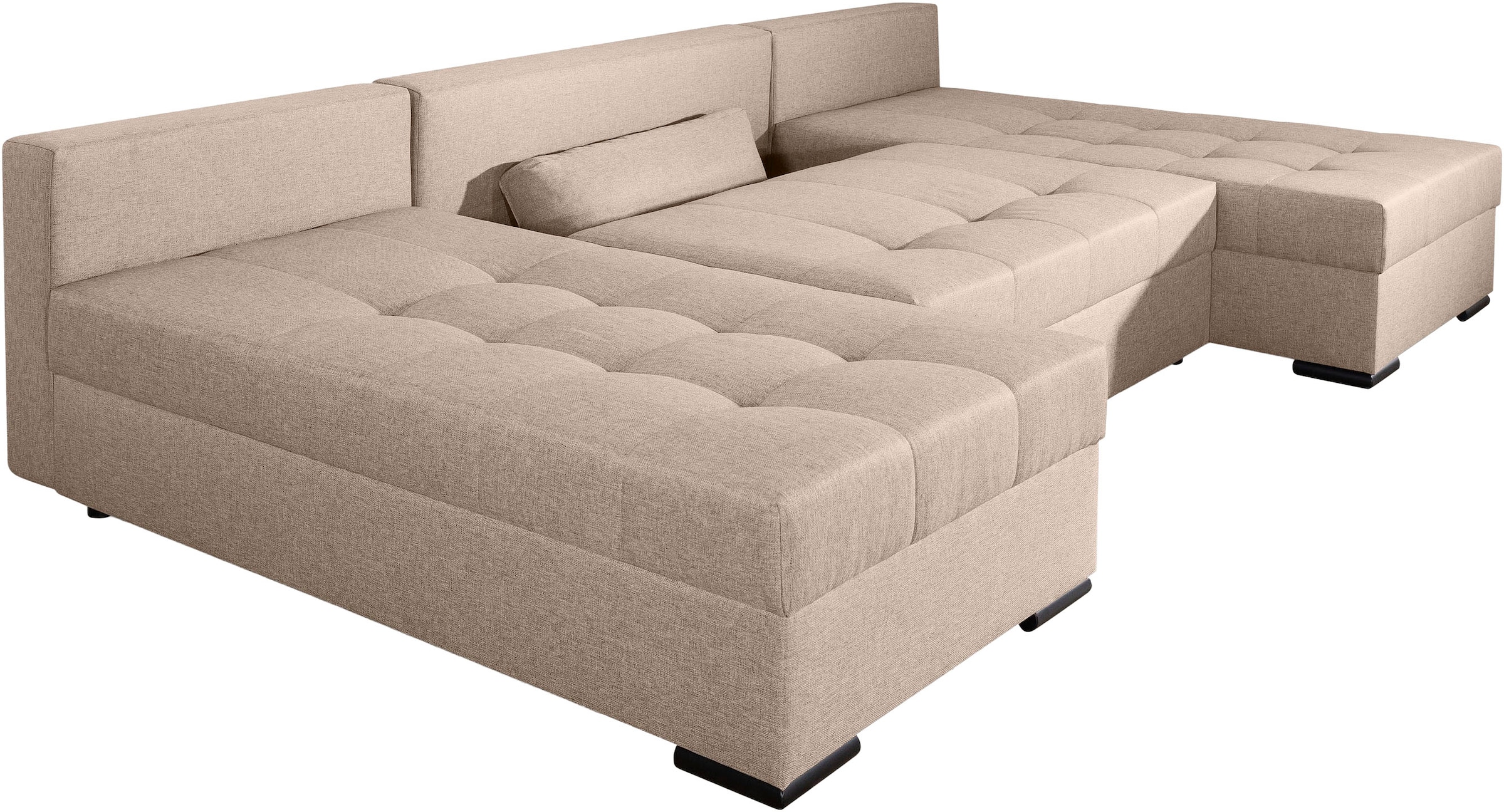 COLLECTION AB Wohnlandschaft »Josy, U-Form, Schlafsofa mit Bettkasten«, (Cord-/Mix), flexible Recamiere, Breite: 269cm, inklusive Rückenkissen