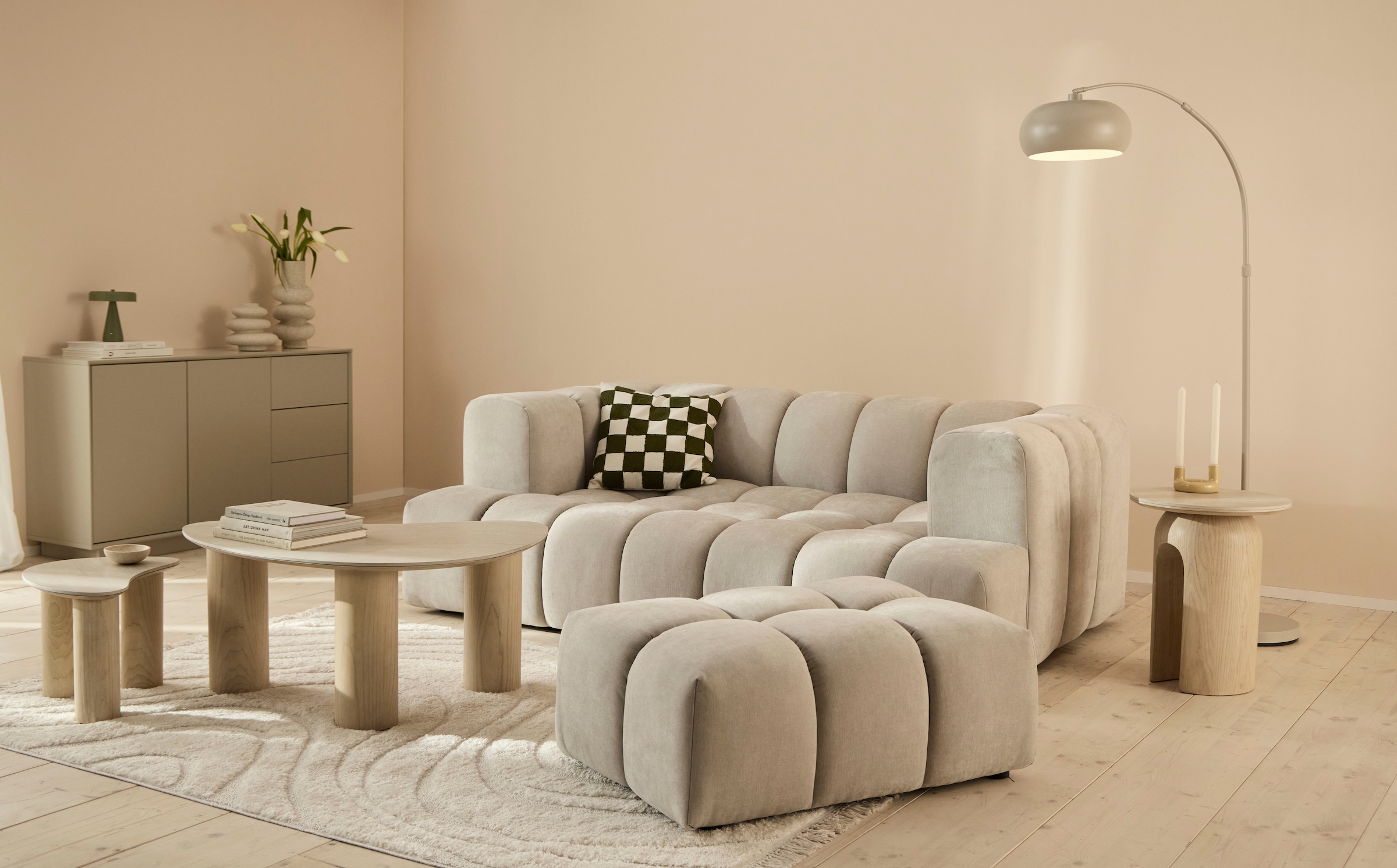 homsy by Ana Johnson Couchtisch »Laysy« Set, 2 Stk. tlg. mit einer Keramikplatte und massiven Eschenholzbeinen