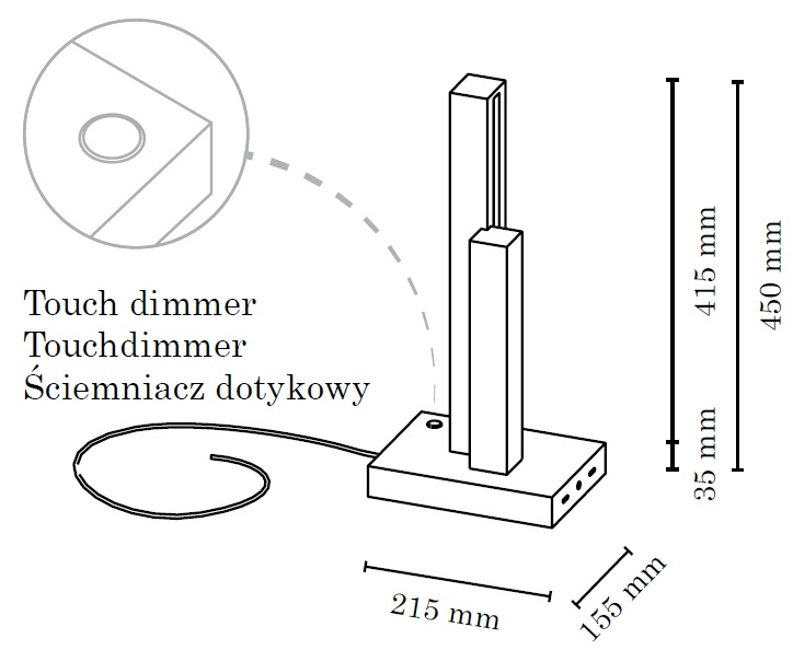 Eichenholz aus Garantie Tischleuchte Jahren 2 -Modul, SPOT mit Dimmer, 3 XXL Light Touch flammig-flammig, »MANHATTAN«, online | 24V-LED edlem kaufen integriertes