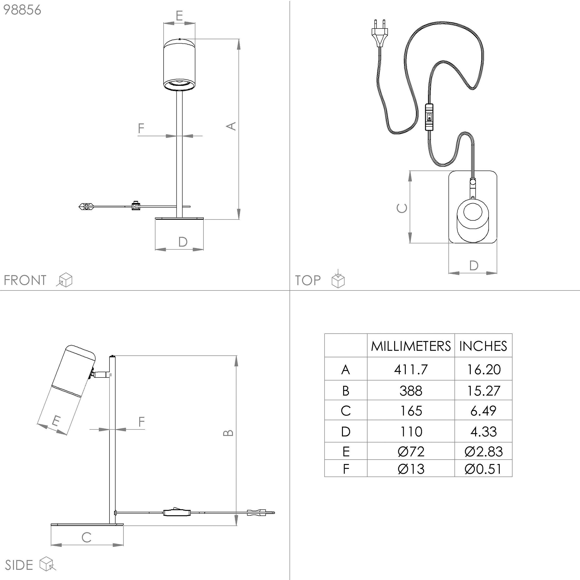 EGLO Tischleuchte »CEPPINO Tischlampe, Stahl, IP20, GU10, Schreibtischlampe, Bürolampe«, Leuchtmittel GU10 | Leuchtmittel wechselbar-ohne Leuchtmittel, Tischleuchte, H38 cm, weiß, 1X4,5W inkl.