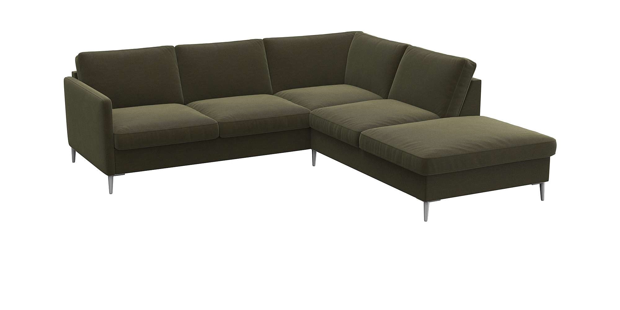 FLEXLUX Ecksofa »Fiore, L-Form«, schmale Armlehnen, Füße alufarben, B/T 234/225 cm, Kaltschaum im Sitz
