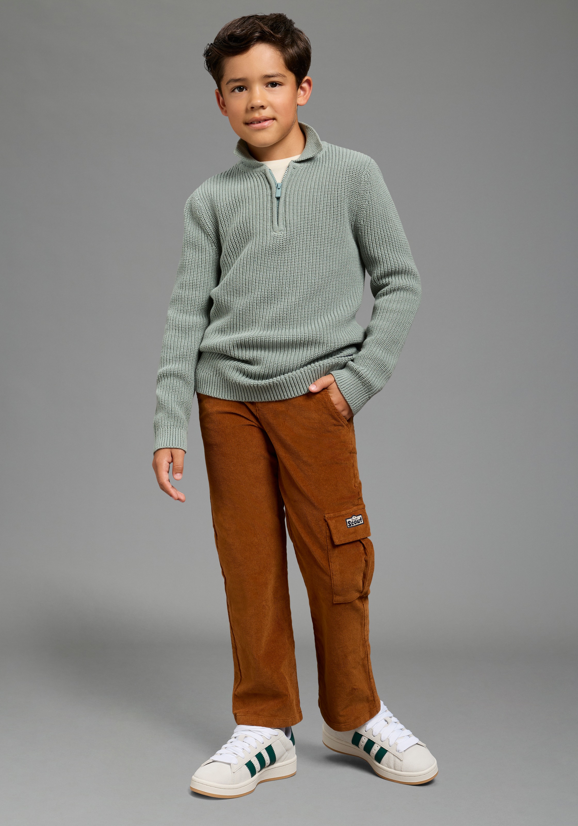 Scout Strickpullover »Strickpullover mit Kragen und Reißverschluss - NEU von SCOUT« mit langen Ärmeln, aus Strickmaterial mit hohem Baumwollanteil