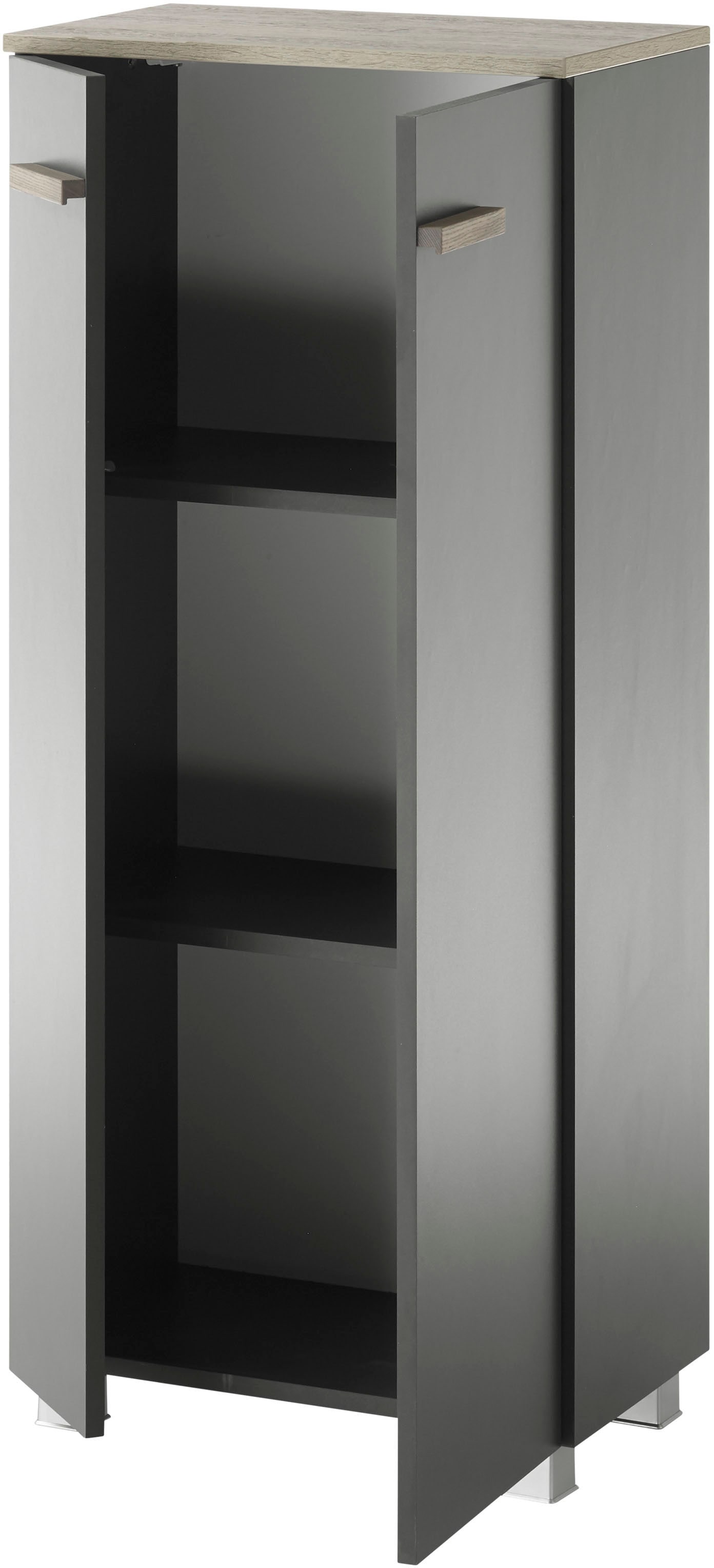 Home affaire Midischrank »SOLiD, Badschrank im modernen Design, Schrank mit Holzgriffen« in zwei Farben verfügbar, mit Stauraum, stehend o. hängend montierbar