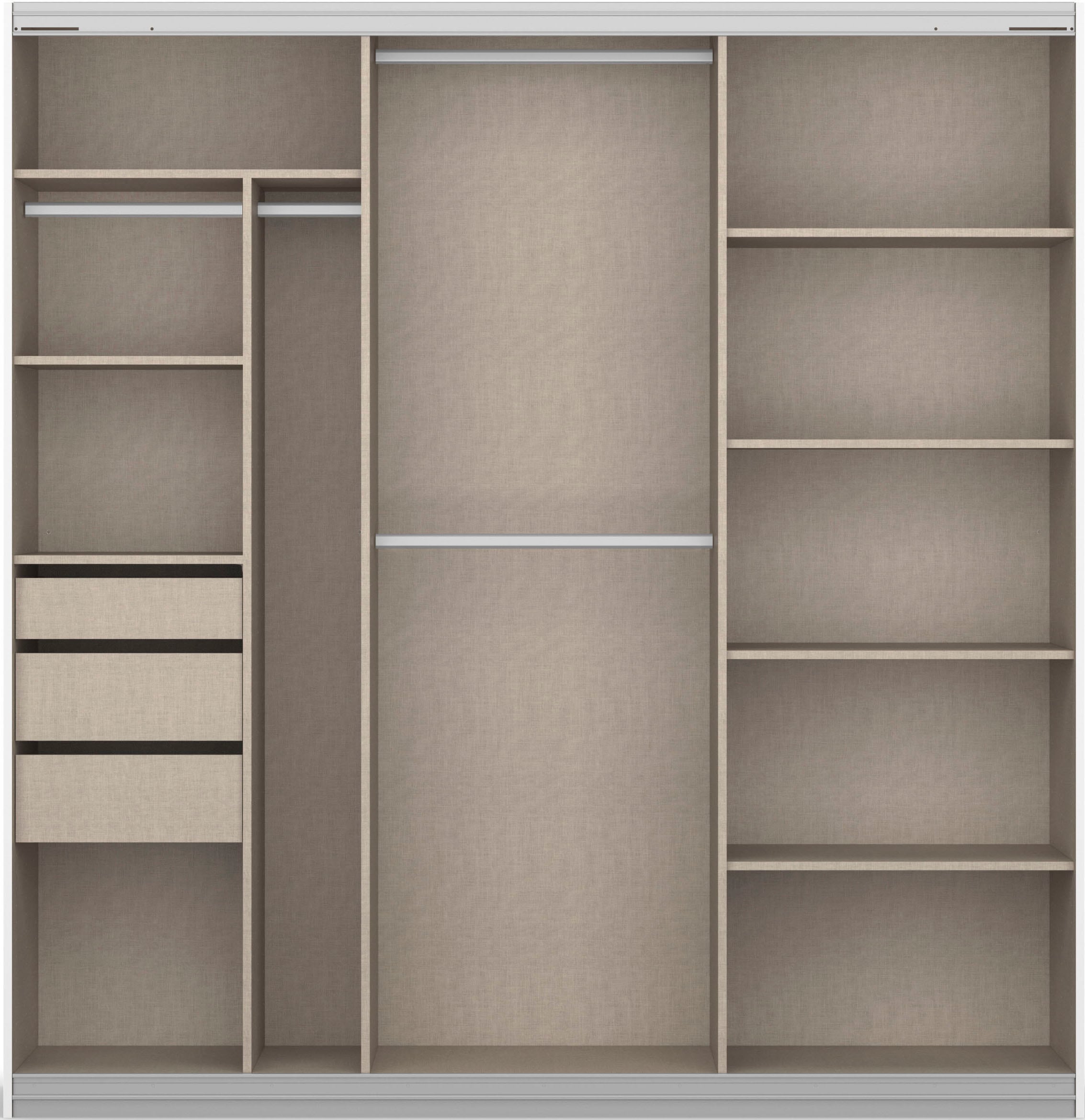 rauch Schwebetürenschrank »Kleiderschrank Schrank Garderobe OTELI inkl. 3 Innenschubladen« Breiten 211/278/323/368 cm Höhen 214/233 cm,  mit Mittelspiegel und Passepartout optional mit Beleuchtung