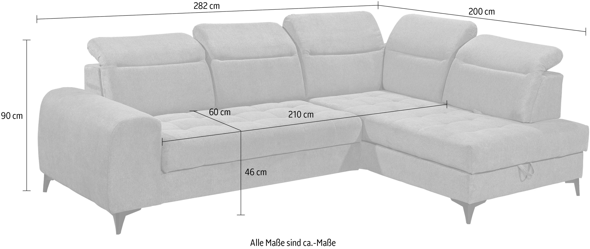 ED EXCITING DESIGN Ecksofa »Rockdale L-Form mit Bettfunktion, Bettkasten« Kopfteilverstellung, Sitztiefenverstellung & USB-Port