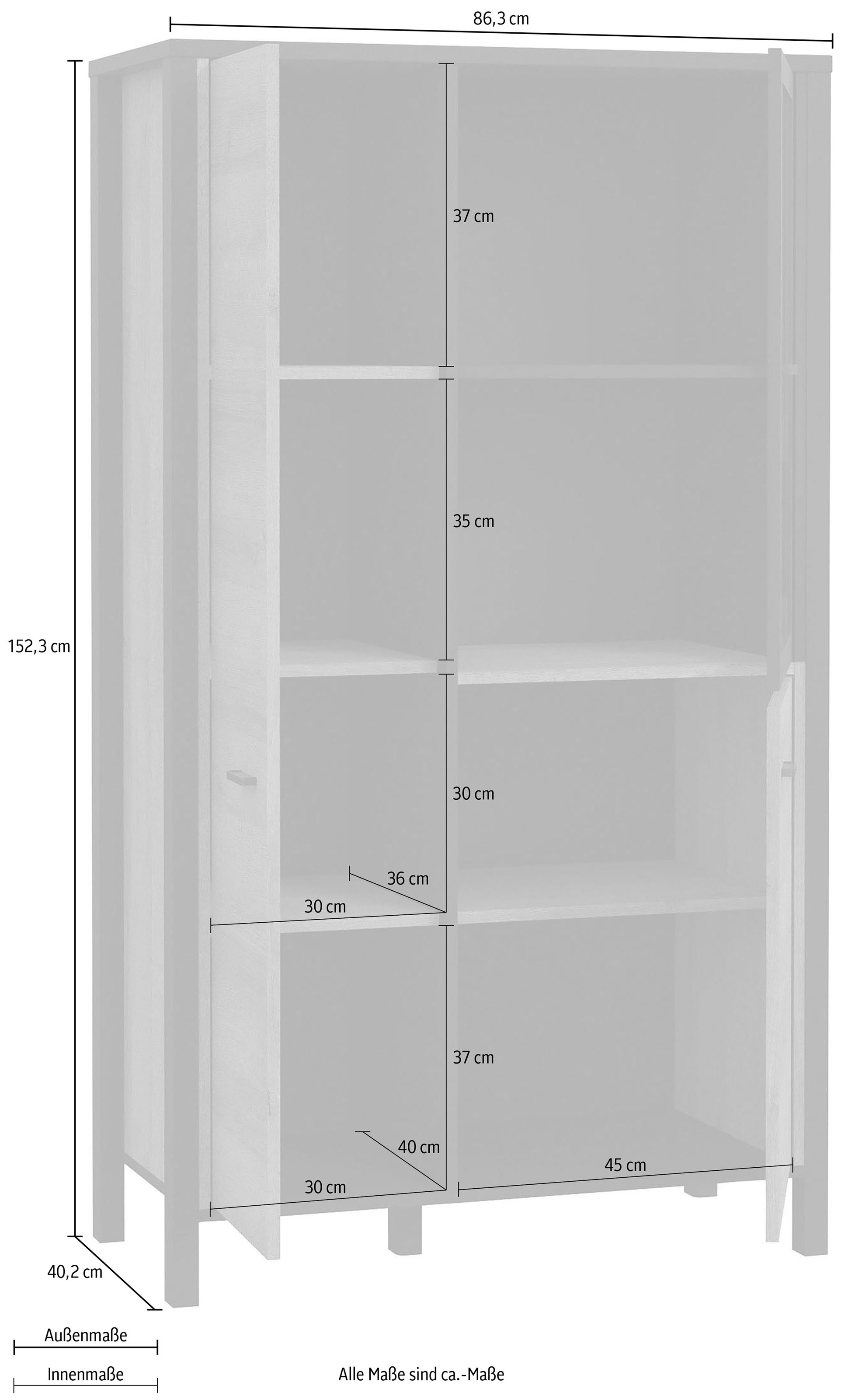 FORTE Vitrine »High Rock«, Höhe ca. 152 cm